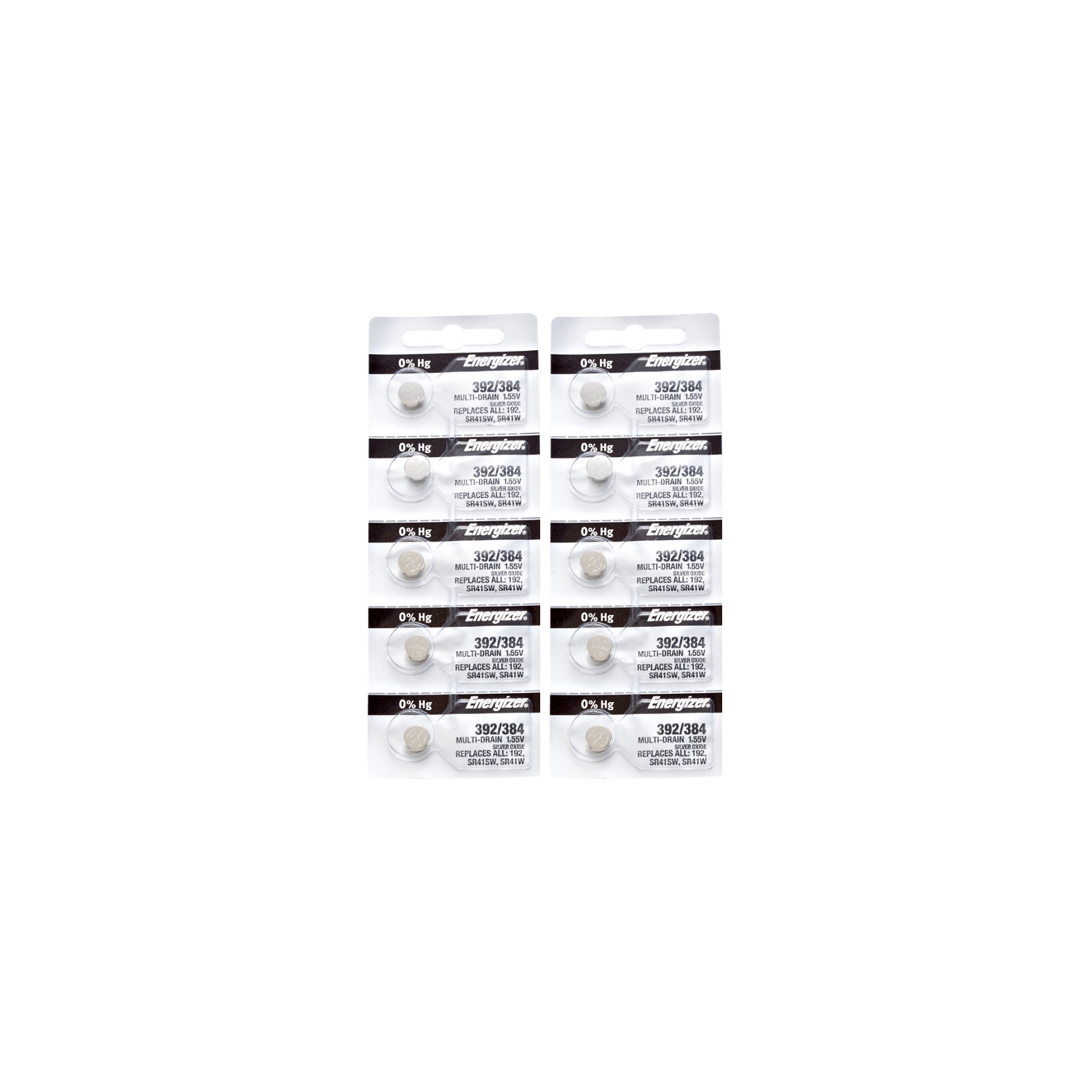10 piles 392 d'Energizer pour montre, pile SR41&nbsp;W ou 384