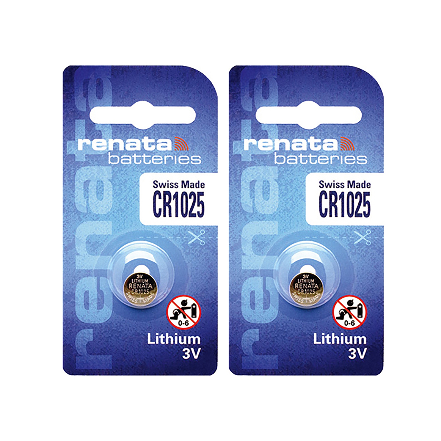 2 x Renata CR1025 Batteries, Lithium Battery 1025