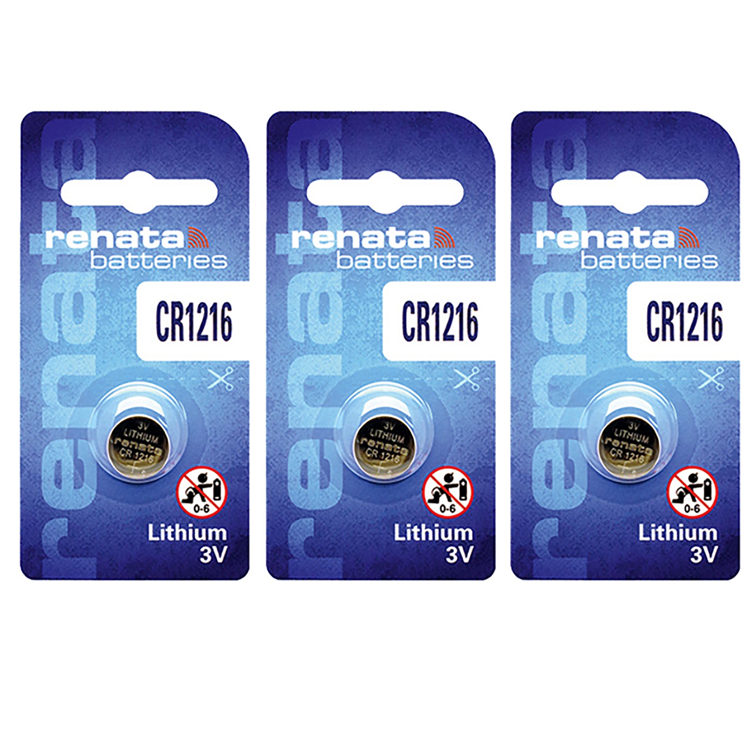 3 x Renata CR1216 Batteries, Lithium Battery 1216