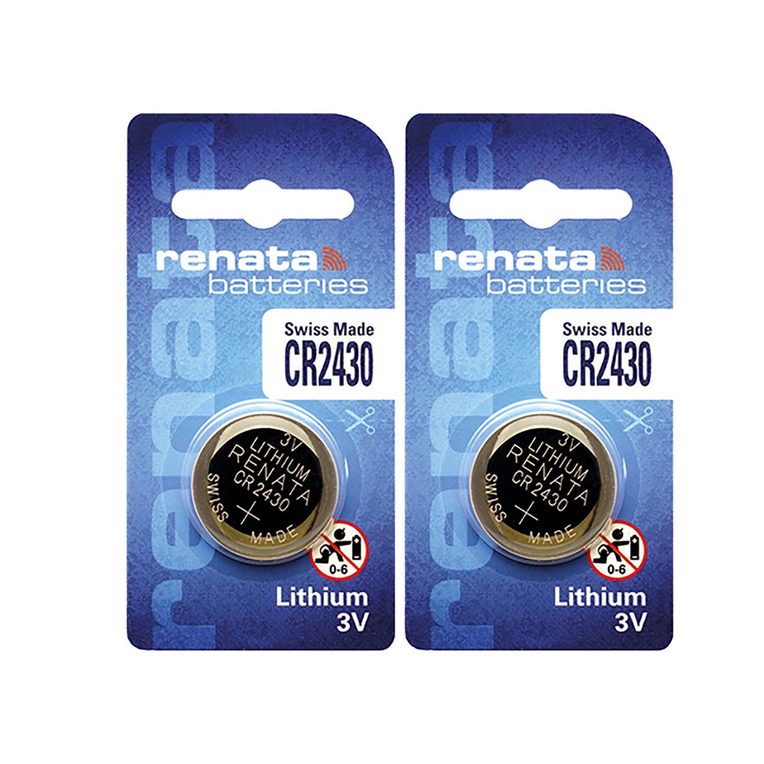2 x Renata CR2430 Batteries, Lithium Battery 2430