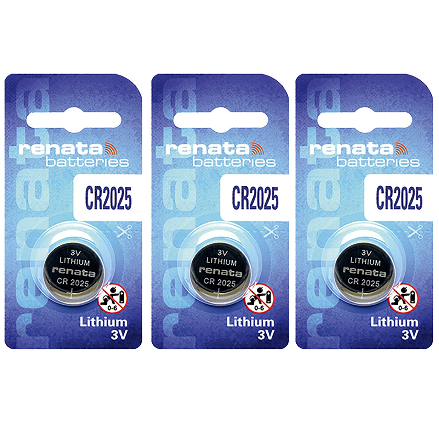 3 x Renata CR2025 Batteries, Lithium Battery 2025