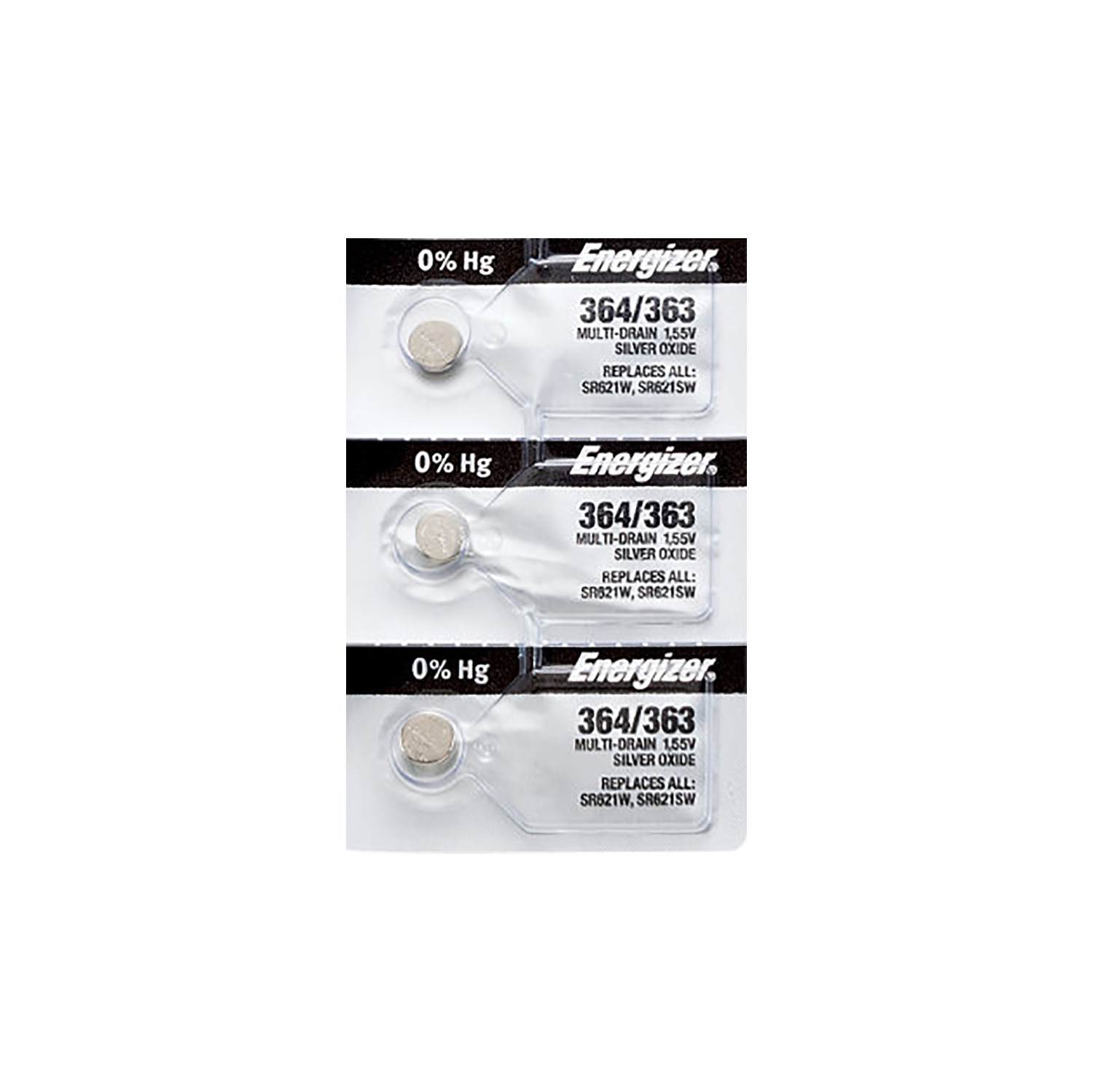 3 x Energizer 364 Watch Batteries, SR621SW or 363 Battery