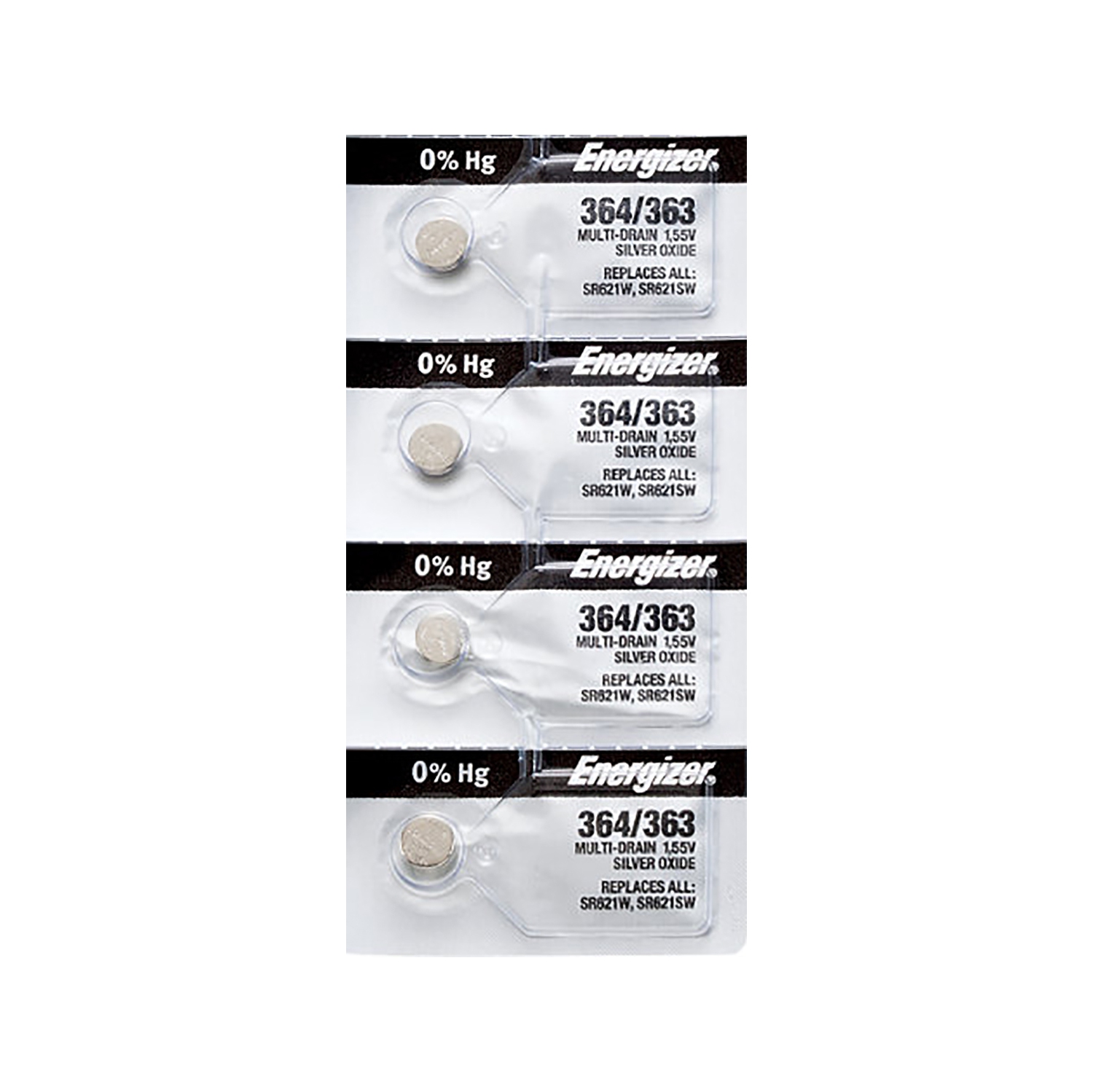4 piles 364 d'Energizer pour montre, SR621SW ou 363