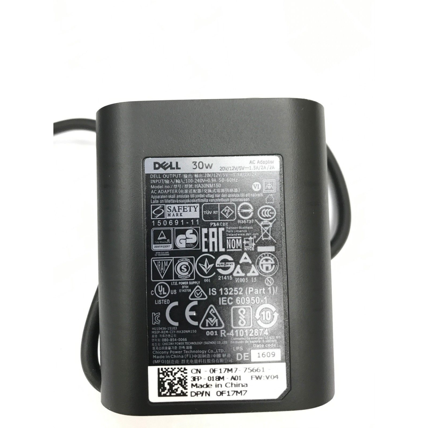 New Genuine Dell XPS 12 9250 AC Adapter Charger USB Type C 30W