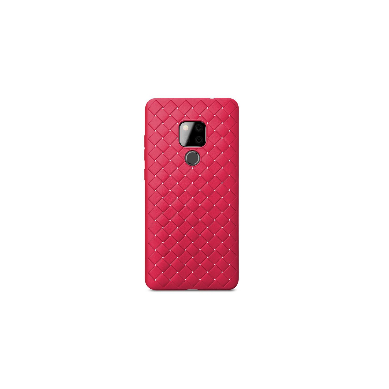 PANDACO Red Leather Cross-Weave Case for Huawei Mate 20