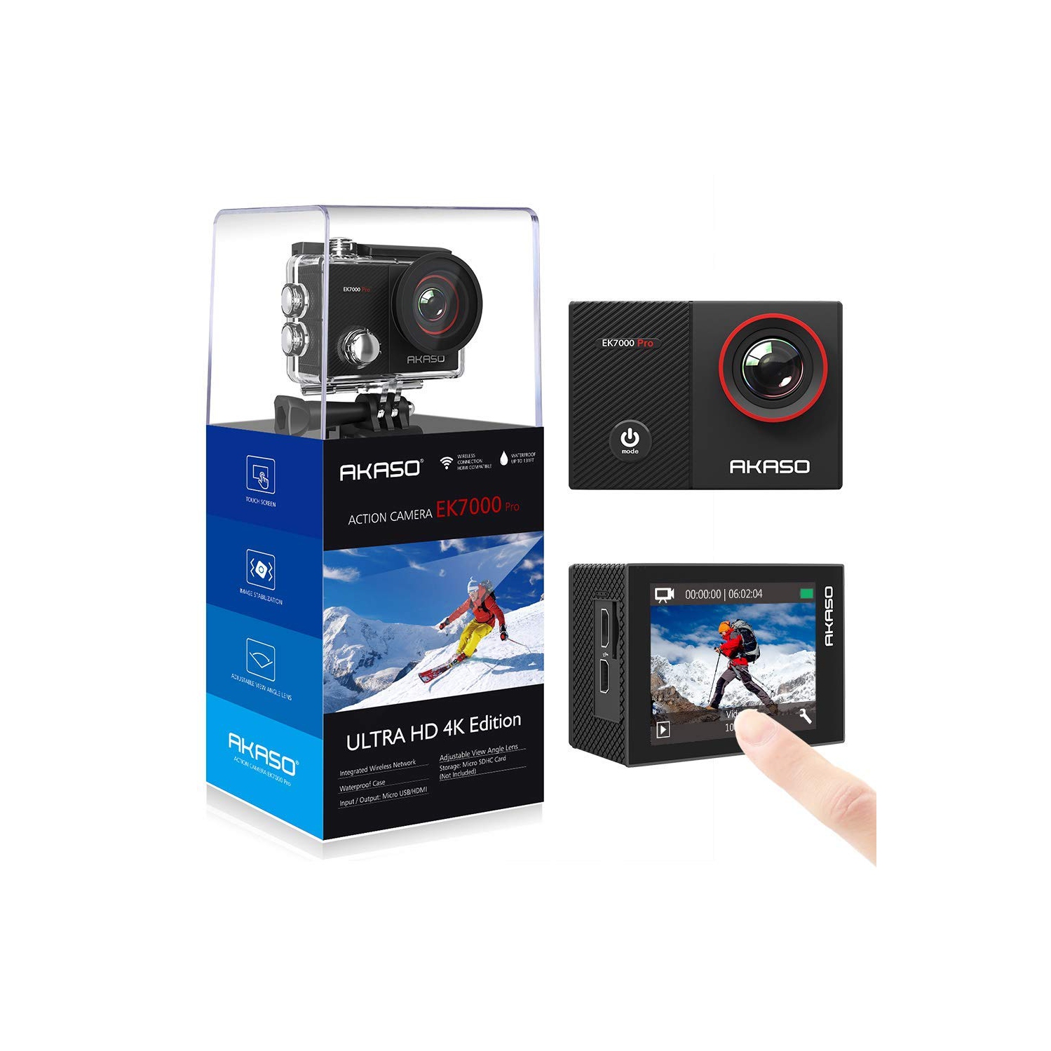 Akaso Ek7000 Pro 4k 16mp Wifi Action Camera With Touch Screen Eis Underwater Waterproof Camera Sports Camera Best Buy Canada