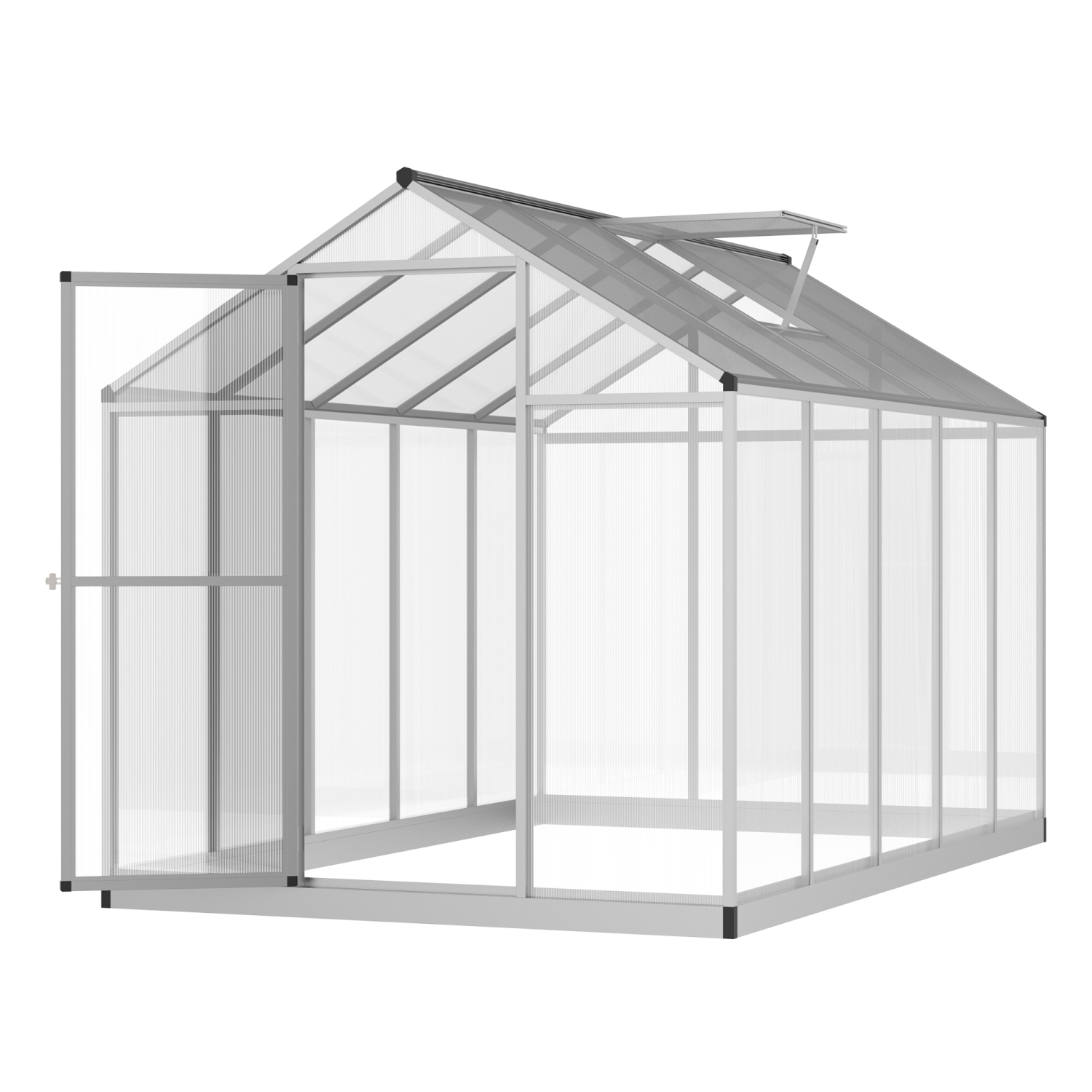 Outsunny 10' x 6' x 6.4' Walk-in Garden Greenhouse Polycarbonate Panels Plants Flower Growth Shed Cold Frame Outdoor Portable Warm House Aluminum Frame