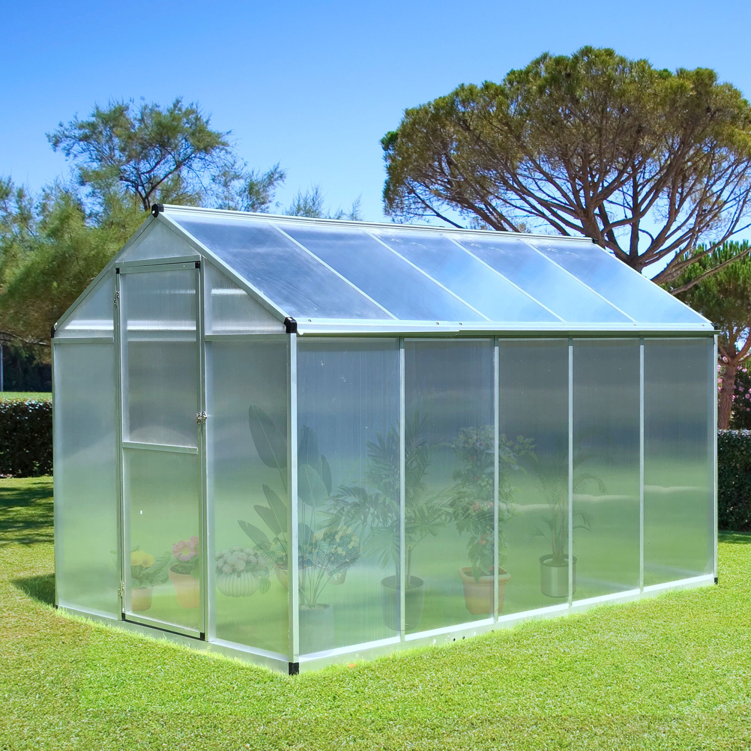 Outsunny Garden – Panneau en polycarbonate de serre Plantes Croissance Fleur, structure froide portative en aluminium, extérieur, maison chaude,