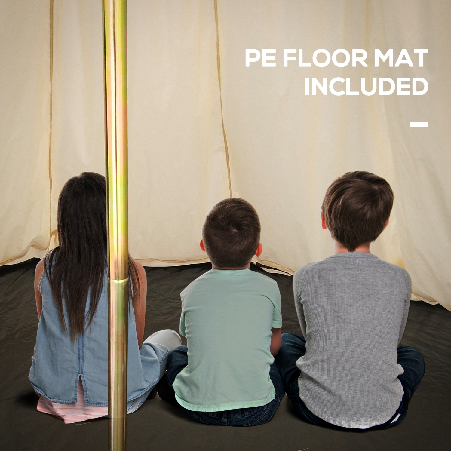 Tente de camping Outsunny 16,4', grand tipi familial, tente en toile, cloche, beige pour la chasse au camping