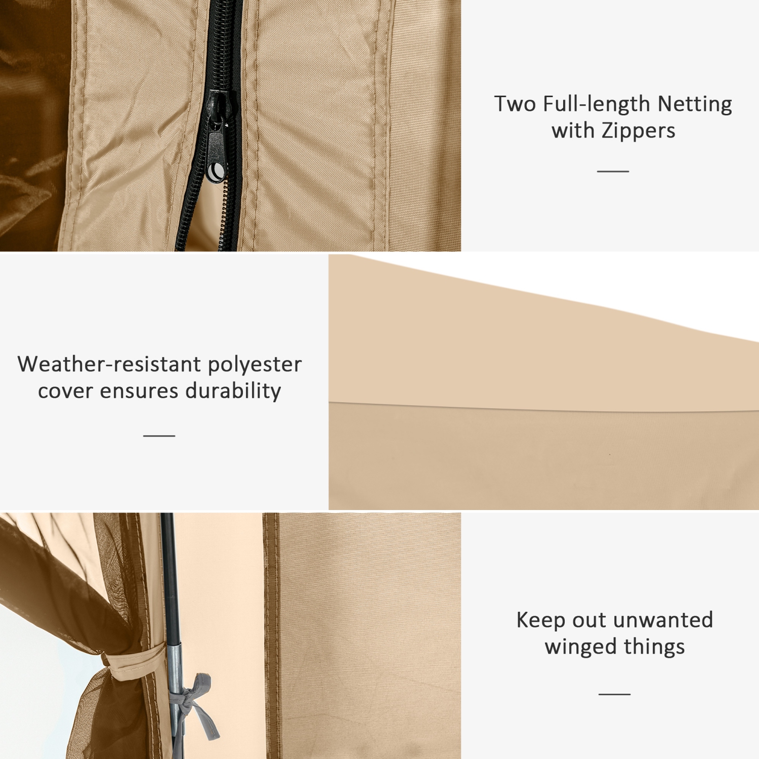 Outsunny 12' x 12' Hexagon Pop Up Screen Tent, Automatic Camping Shelter Picnic Canopy Outdoor Sun Shade with Mesh Sidewalls and Carry Bag Beige