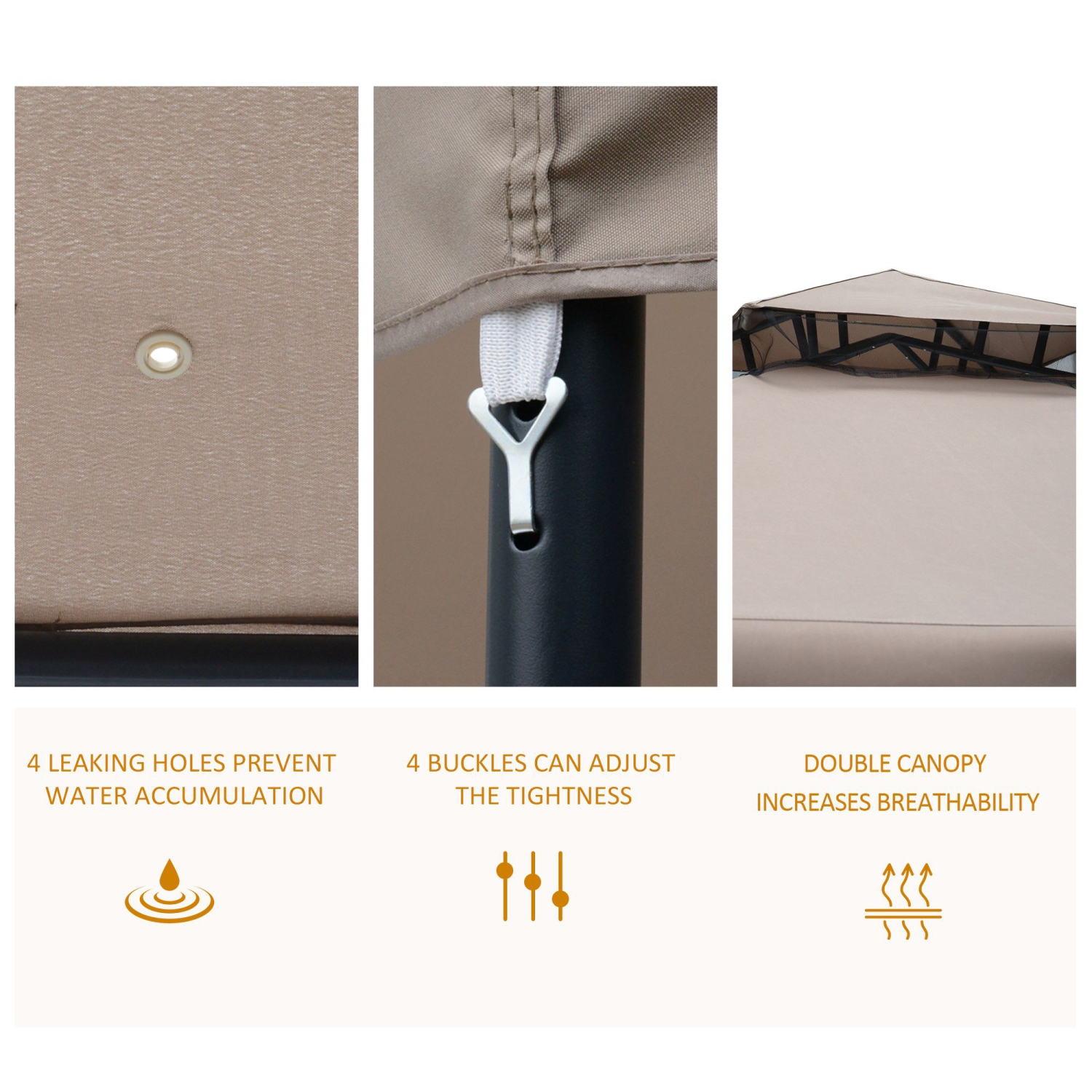 Outsunny 10' x 10' Patio Gazebo Outdoor Pavilion 2 Tire Roof Canopy Shelter Garden Event Party Tent Yard Sun Shade Steel Frame w/ Mosquito Netting,