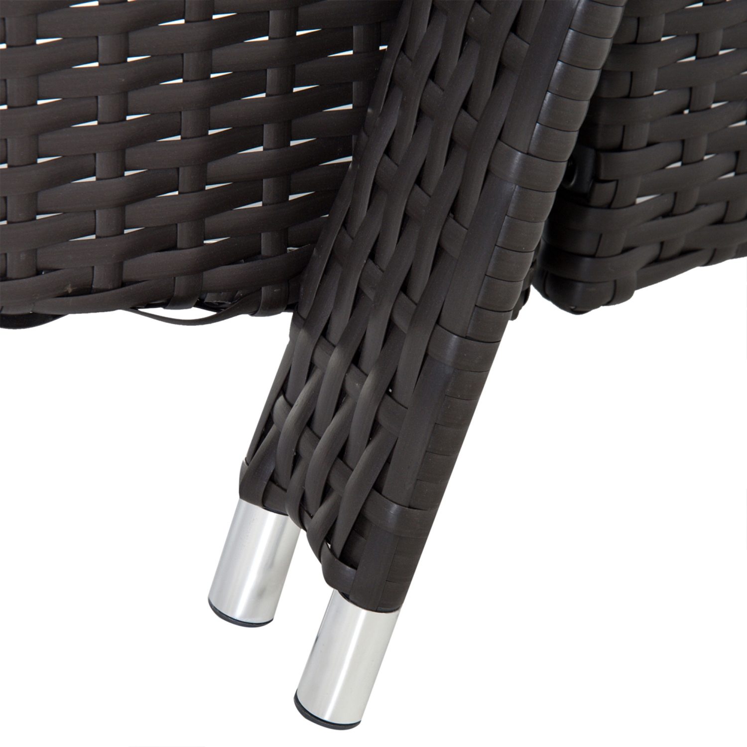 Chaise longue extérieure en osier ajustable avec chaise longue extérieure d’Outsunny - Café