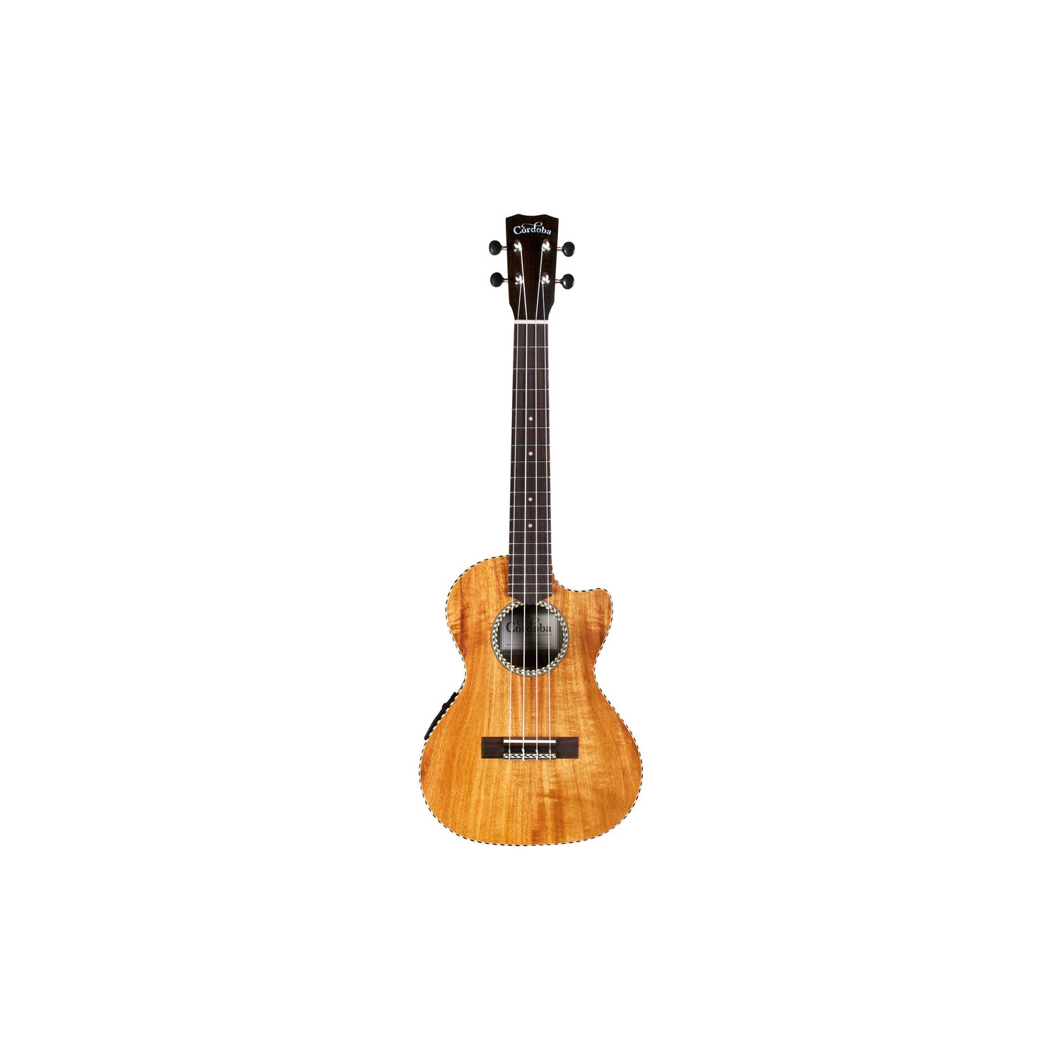Cordoba 25T-CE Cutaway Tenor Ukulele - Herringbone, Pickup