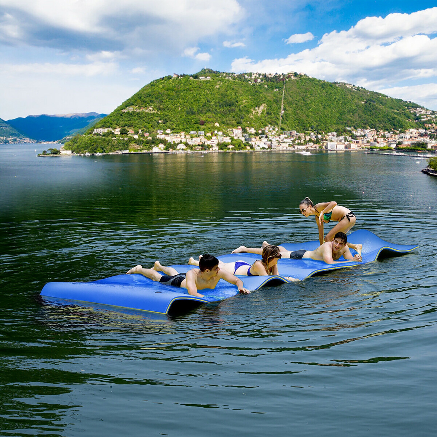 Costway 3 Layer Floating Water Pad Foam Mat Water Recreation Relaxing Tear-resistant 18' x 6'