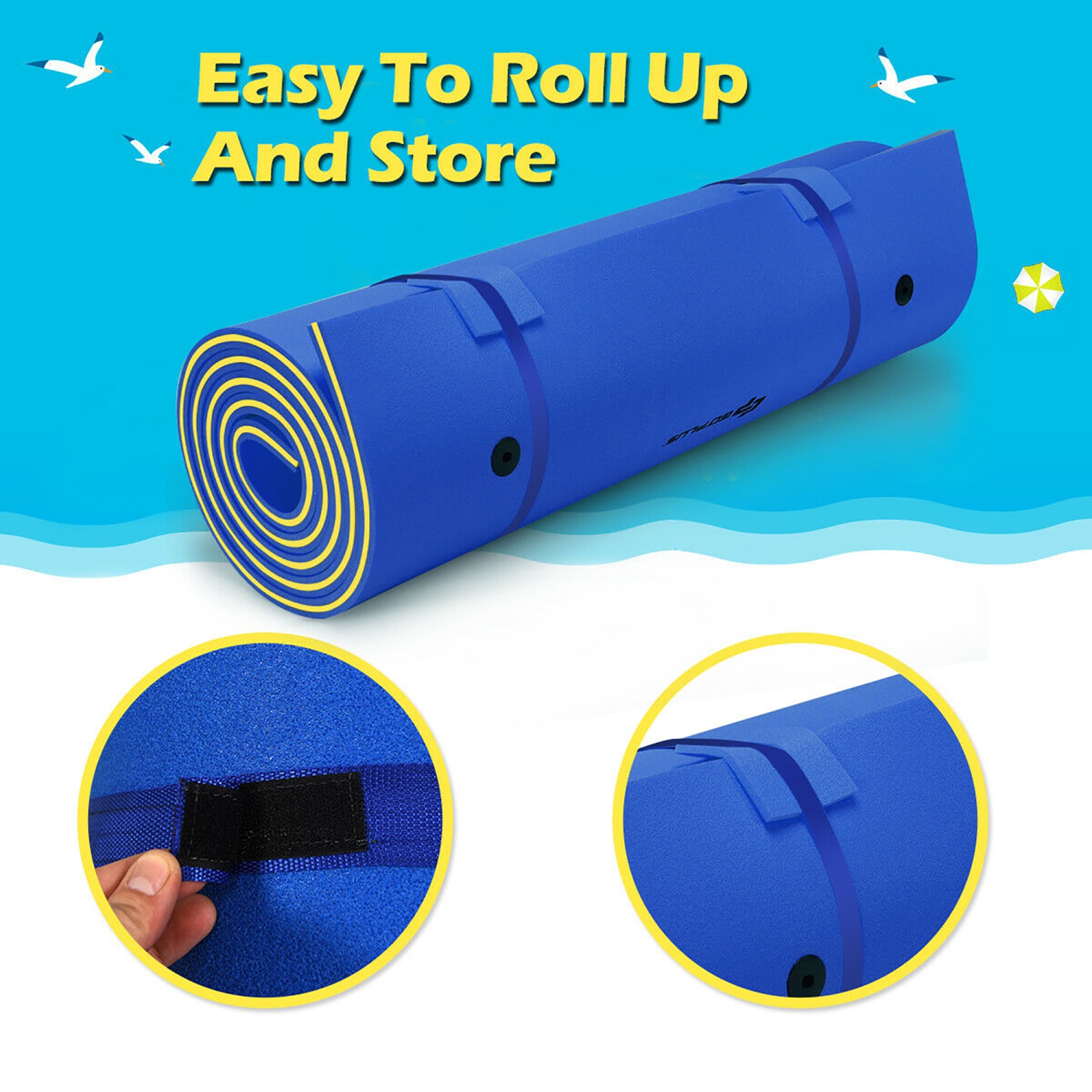 Costway 3 Layer Floating Water Pad Foam Mat Water Recreation Relaxing Tear-resistant 18' x 6'