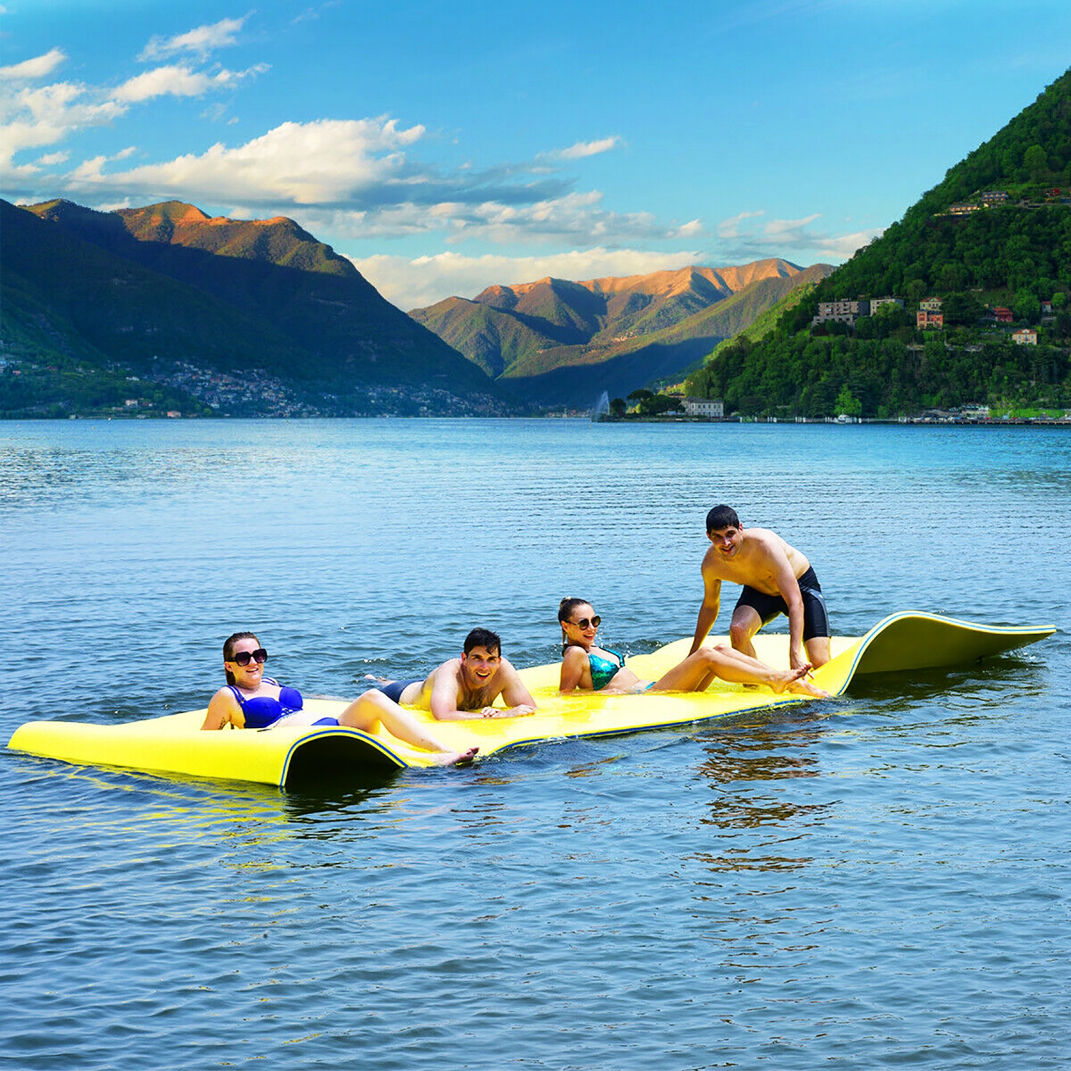 Costway 3 Layer Floating Water Pad Foam Mat Water Recreation Relaxing Tear-resistant 18' x 6'