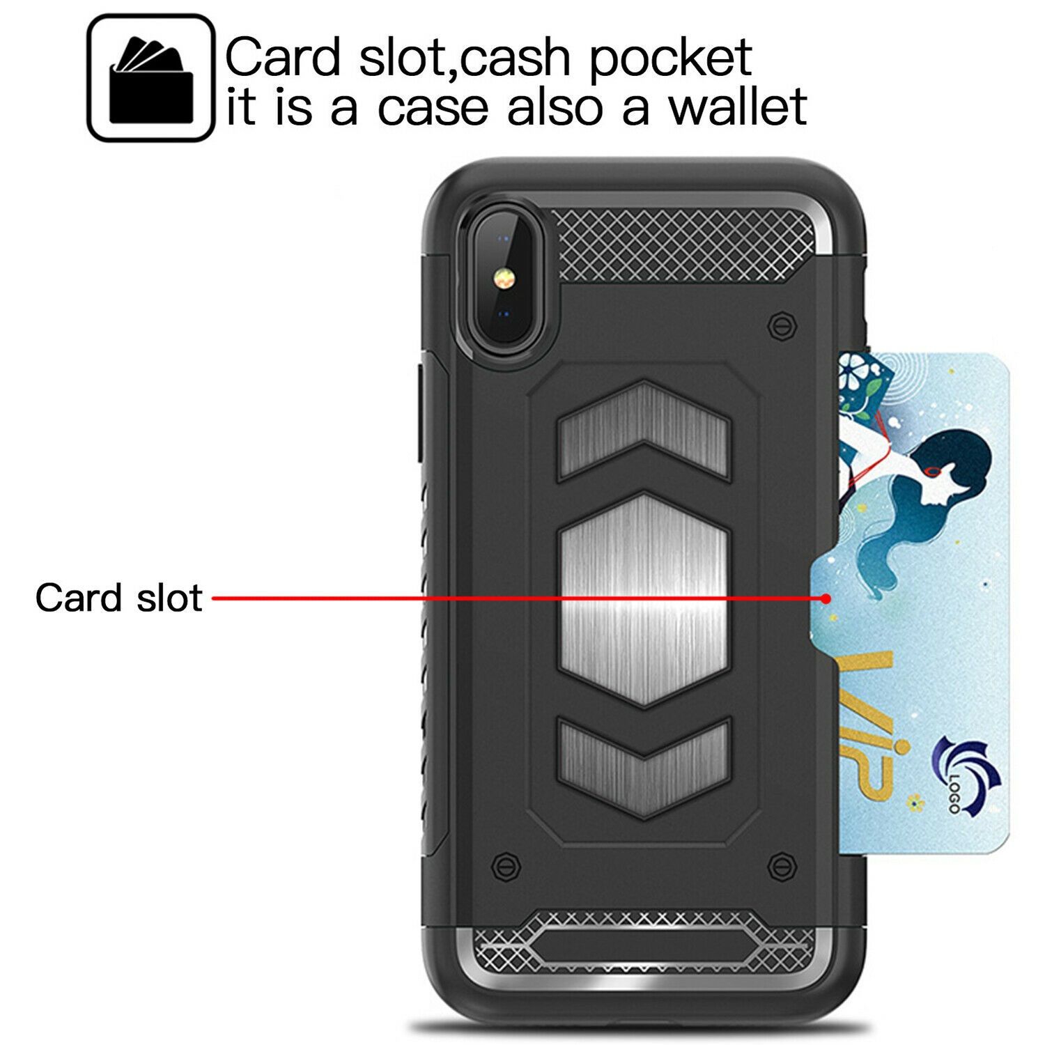 Anti fall magnetic armor Case card holder for iPhone MAX