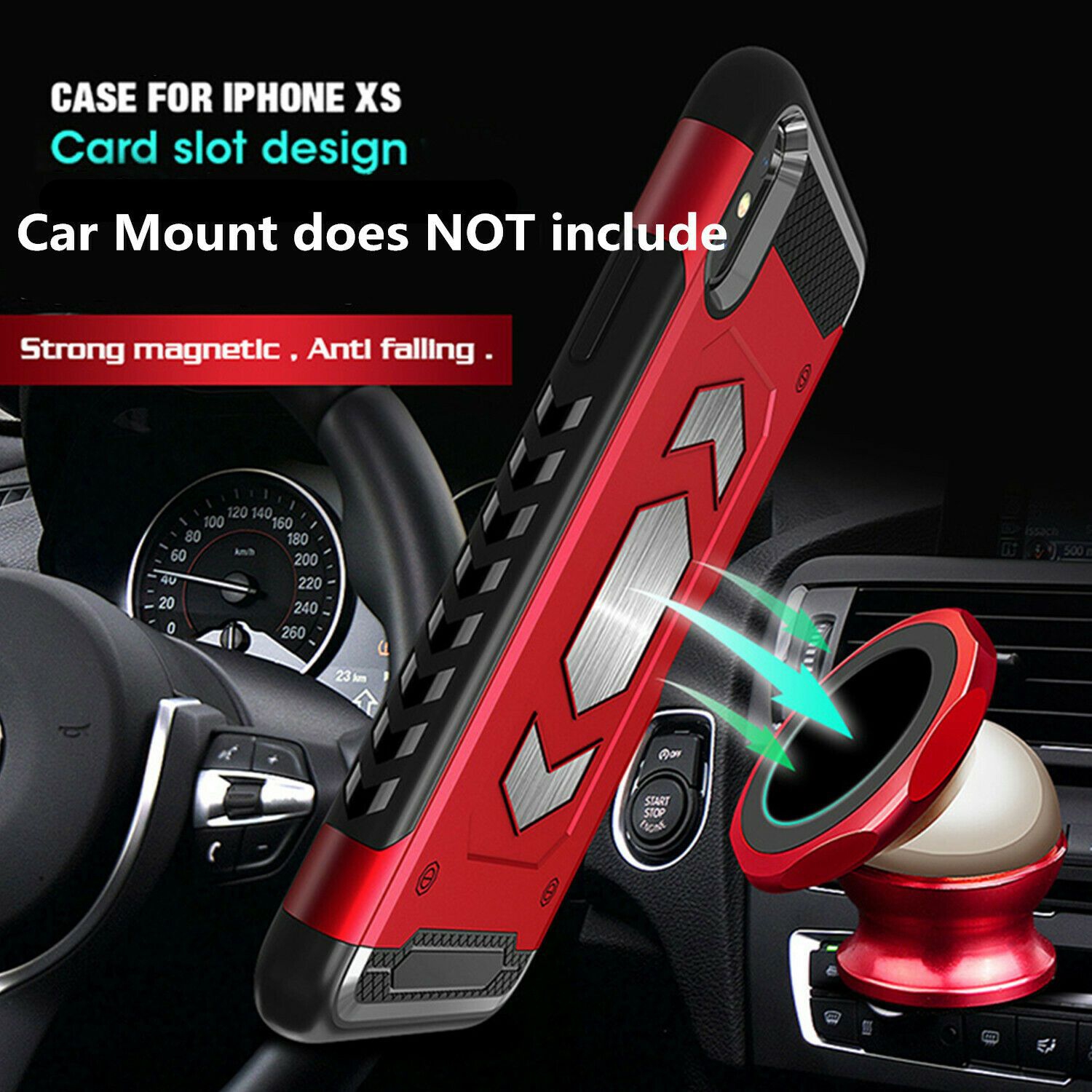 Anti fall magnetic armor Case card holder for iPhone MAX