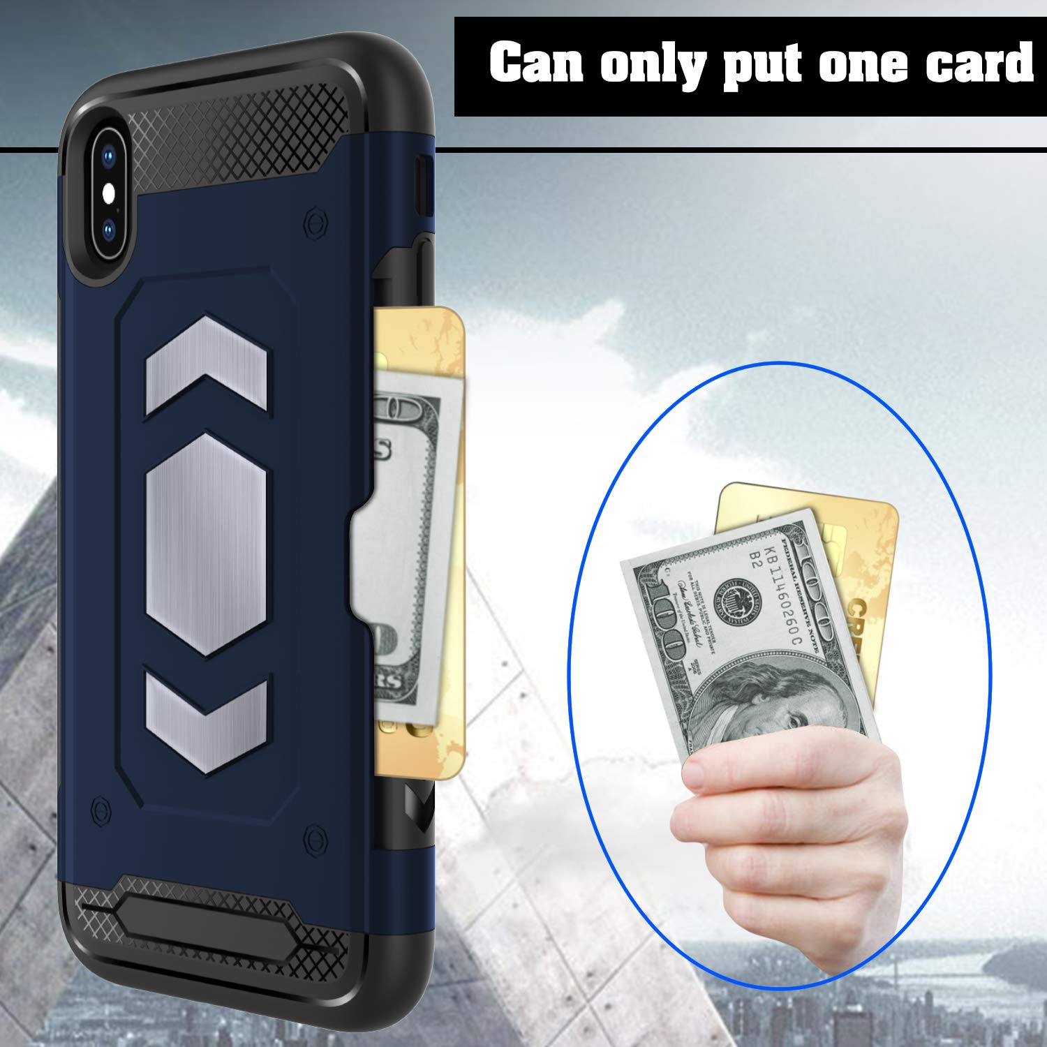 Anti fall magnetic armor Case card holder for iPhone MAX