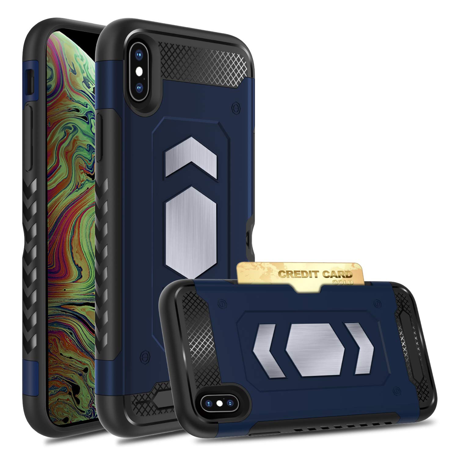 Anti fall magnetic armor Case card holder for iPhone MAX