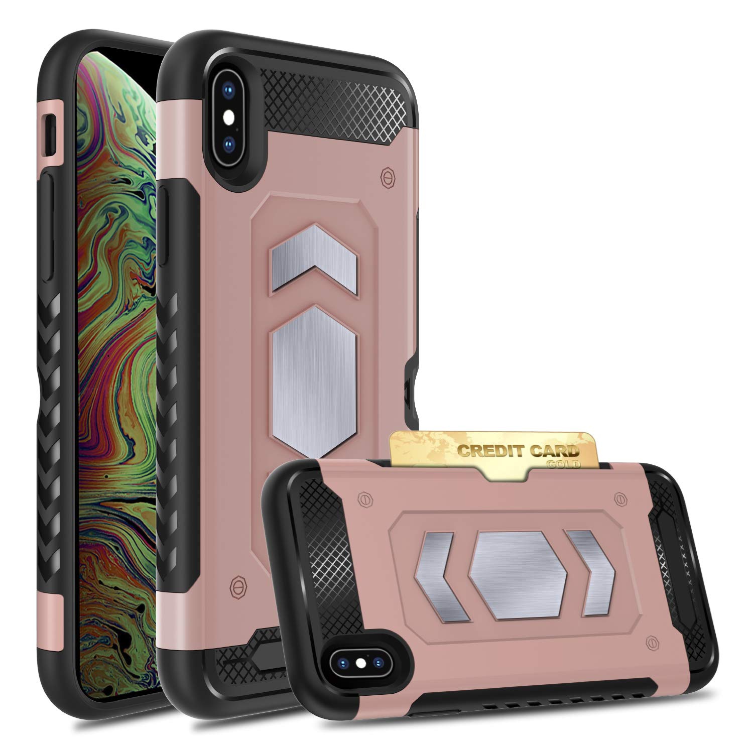 Anti fall magnetic armor Case card holder for iPhone MAX
