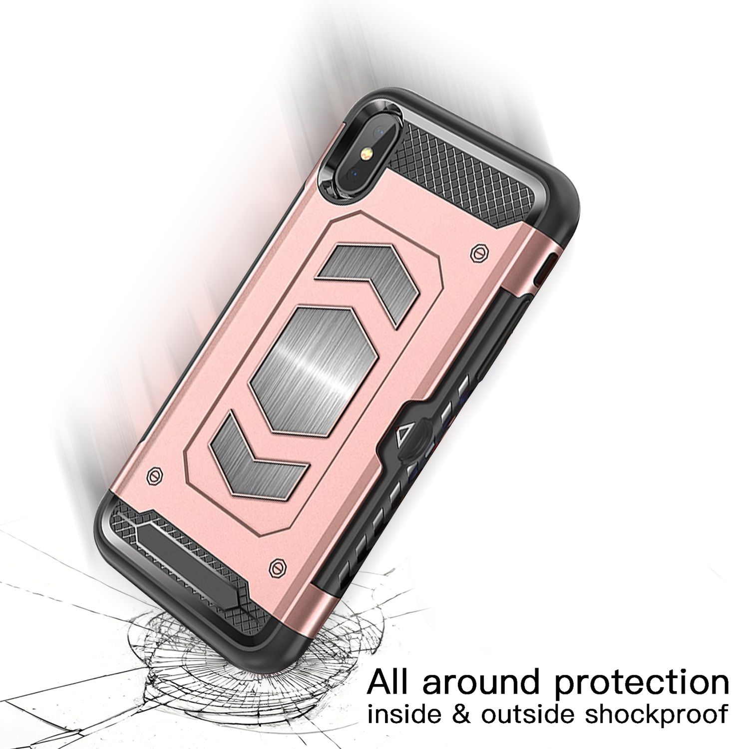 Anti fall magnetic armor Case card holder for iPhone MAX