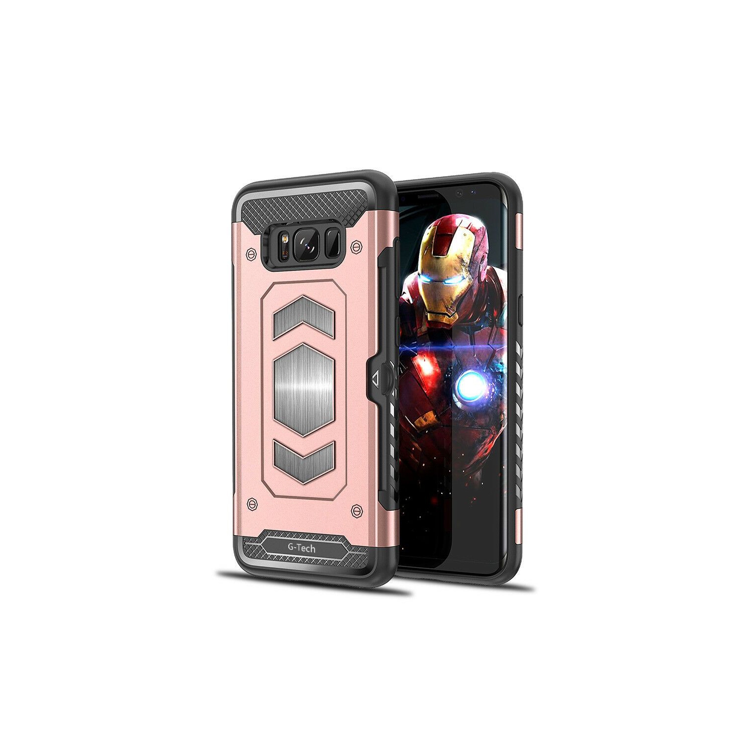 Anti Fall Magnetic Armor Case Card Holder for Samsung Galaxy S8 PLUS (Rose Gold)