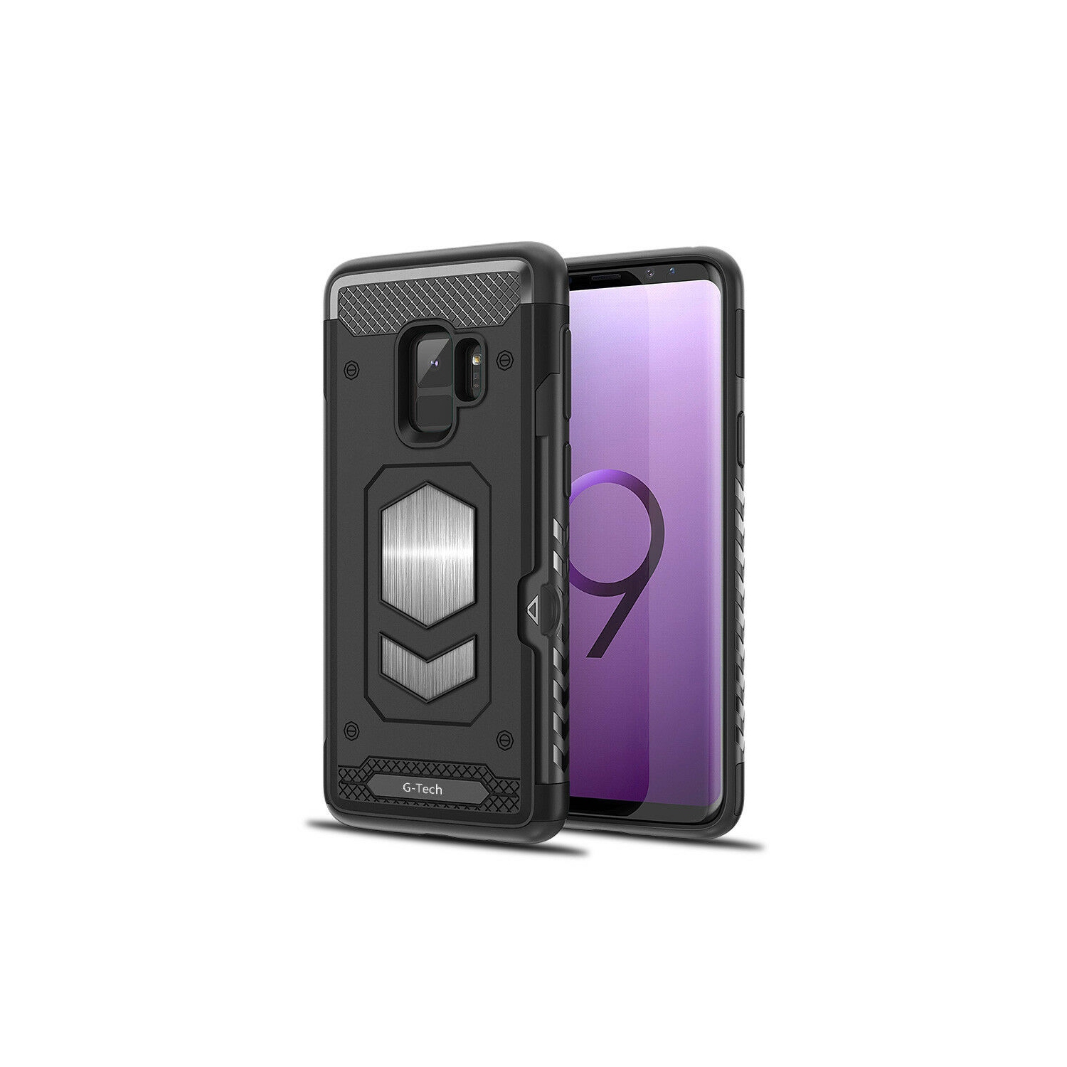 Anti Fall Magnetic Armor Case Card Holder for Samsung Galaxy S9 (Black)