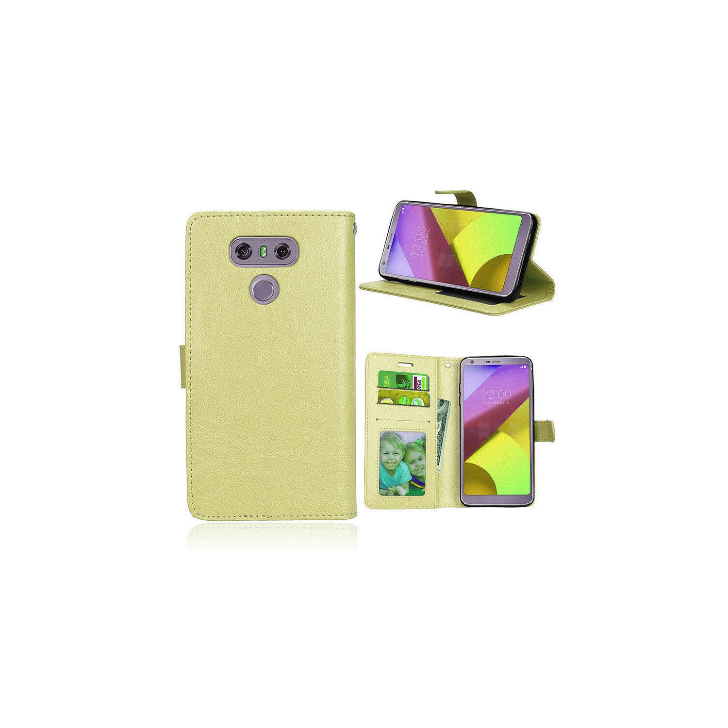 【CSmart】 Magnetic Card Slot Leather Folio Wallet Flip Case Cover for LG G5, Gold