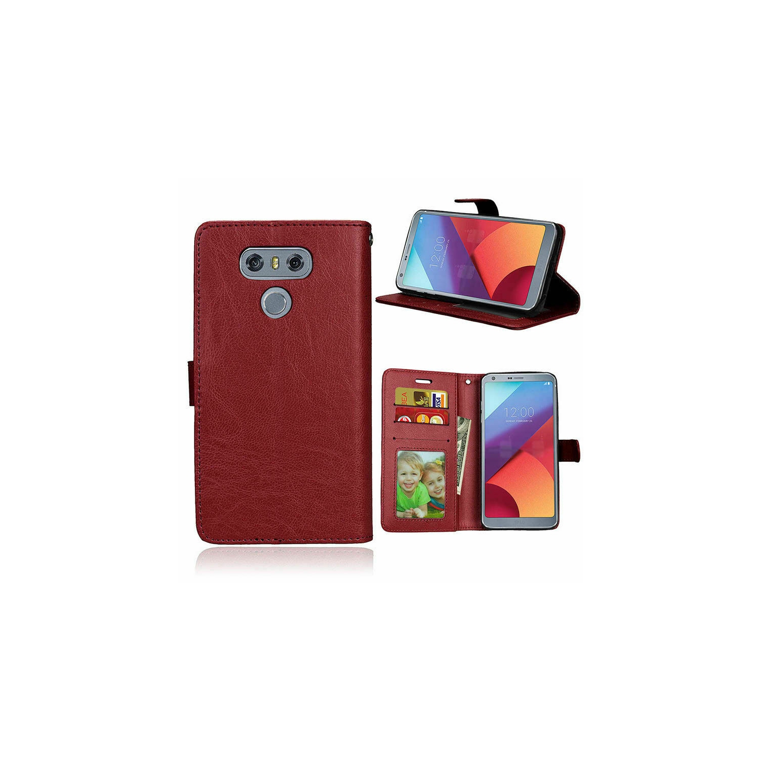 【CSmart】 Magnetic Card Slot Leather Folio Wallet Flip Case Cover for LG G5, Brown