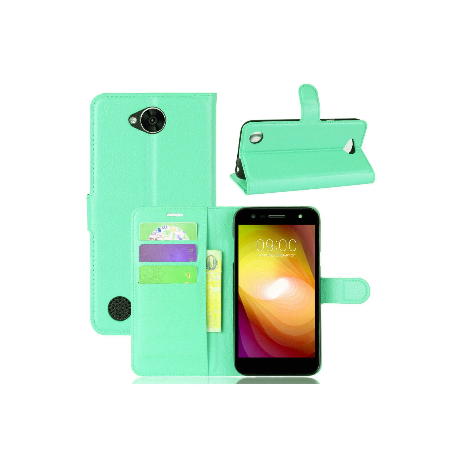 [CS] LG X Power 2 Case, Magnetic Leather Folio Wallet Flip Case Cover with Card Slot, Teal