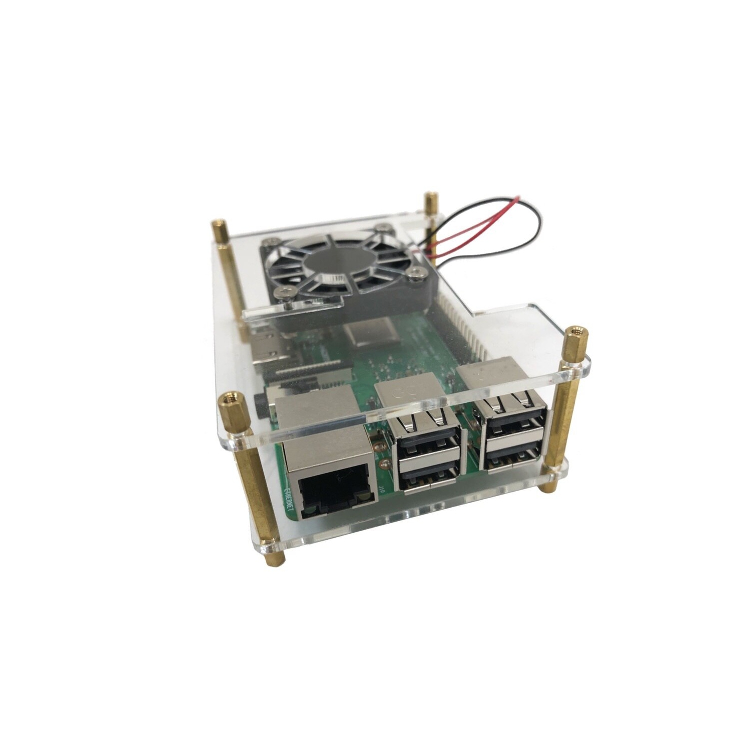 Micro Connectors Acrylic Stackable Raspberry Pi Case with 40mm Fan + Dual Heat Sinks (Raspberry Pi not included)