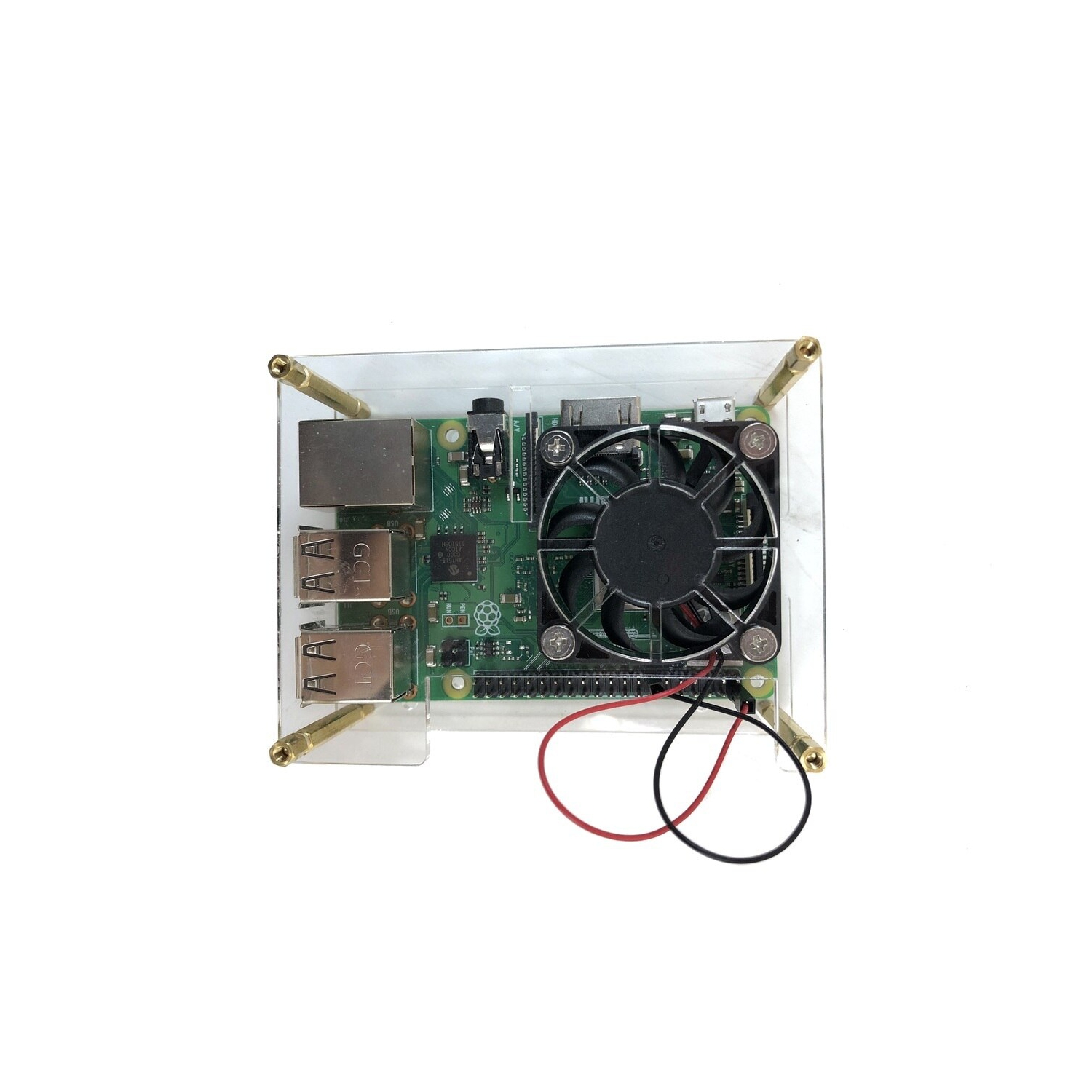 Micro Connectors Acrylic Stackable Raspberry Pi Case with 40mm Fan + Dual Heat Sinks (Raspberry Pi not included)