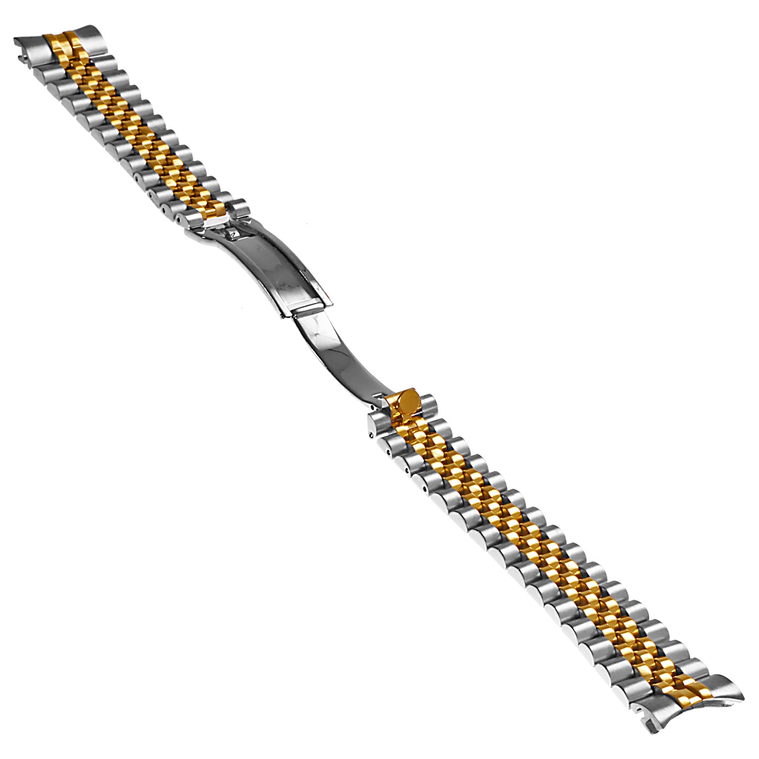 StrapsCo Jubilee Stainless Steel Replacement Watch Band Bracelet Strap - Silver & Yellow Gold