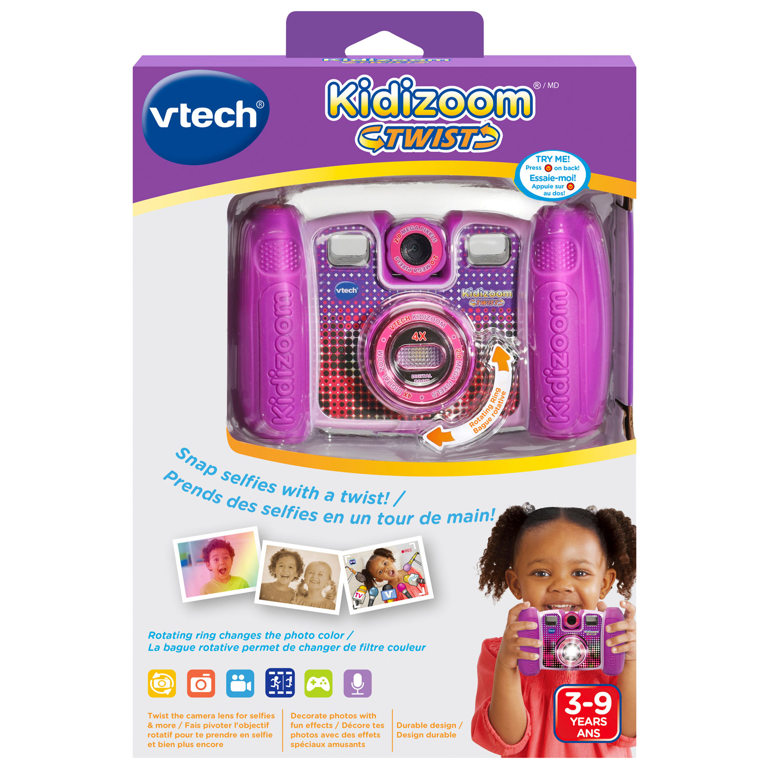 Appareil photo numérique de 2 Mpx avec zoom optique 4x Kidizoom Twist de VTech - Rose