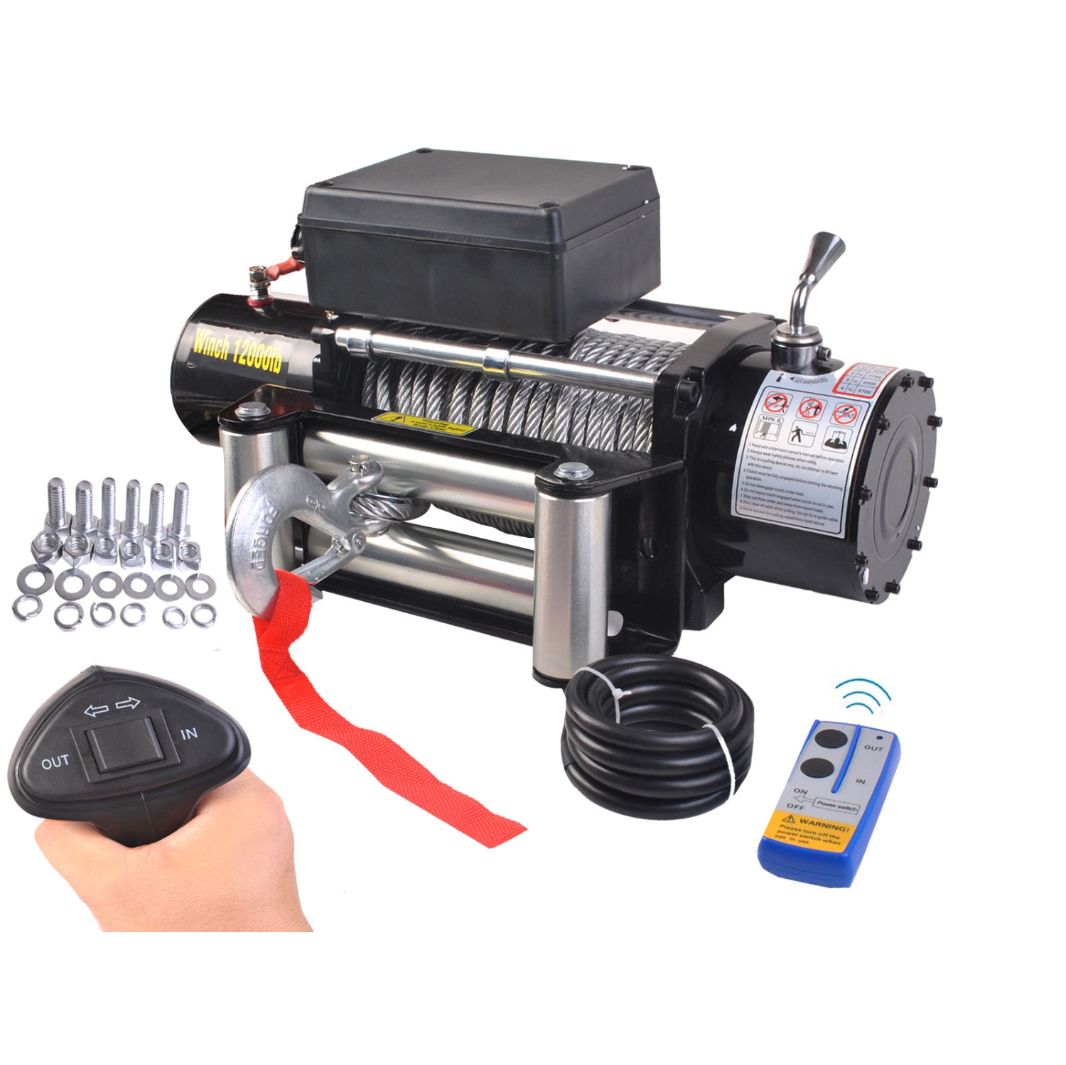Gymax 12V Electric Recovery Winch Truck SUV Durable Remote Control
