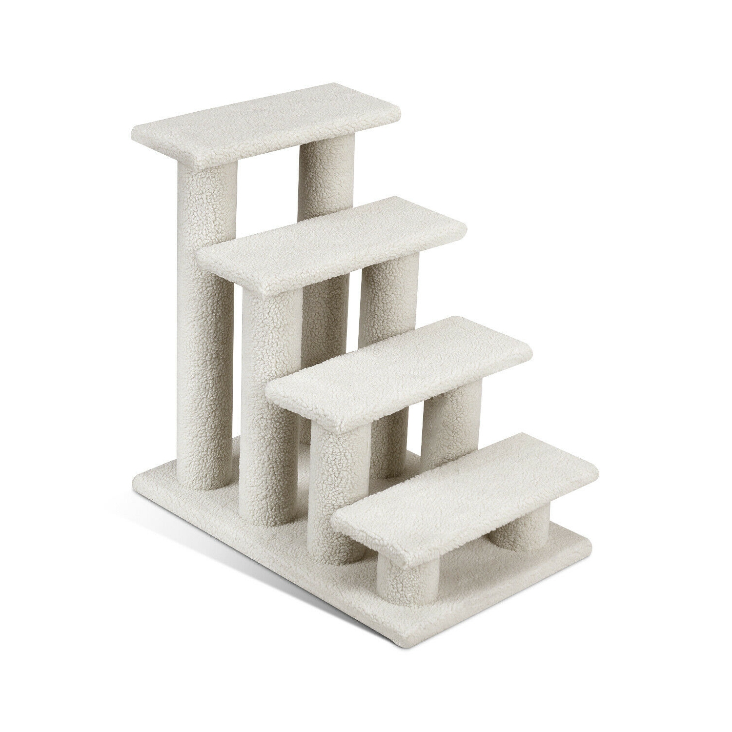 Gymax 24'' 4-Step Pet Stairs Carpeted Ladder Ramp 8 Scratching Post Cat Tree Climber