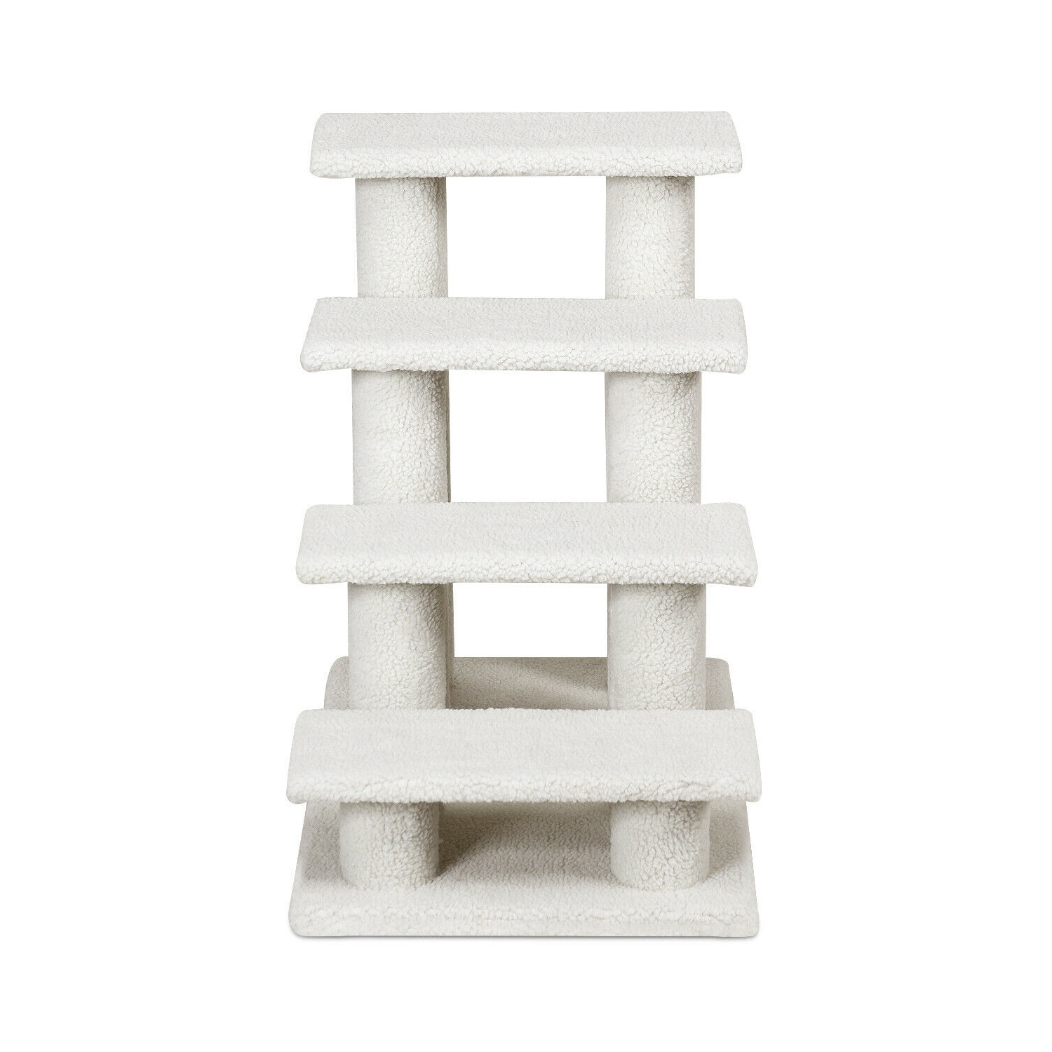 Gymax 24'' 4-Step Pet Stairs Carpeted Ladder Ramp 8 Scratching Post Cat Tree Climber