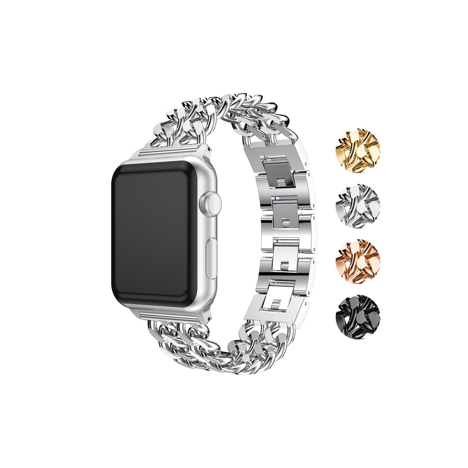 StrapsCo Stainless Steel Link Watch Bracelet Band Strap for Apple Watch Series 1/2/3/4 - 38mm - Silver