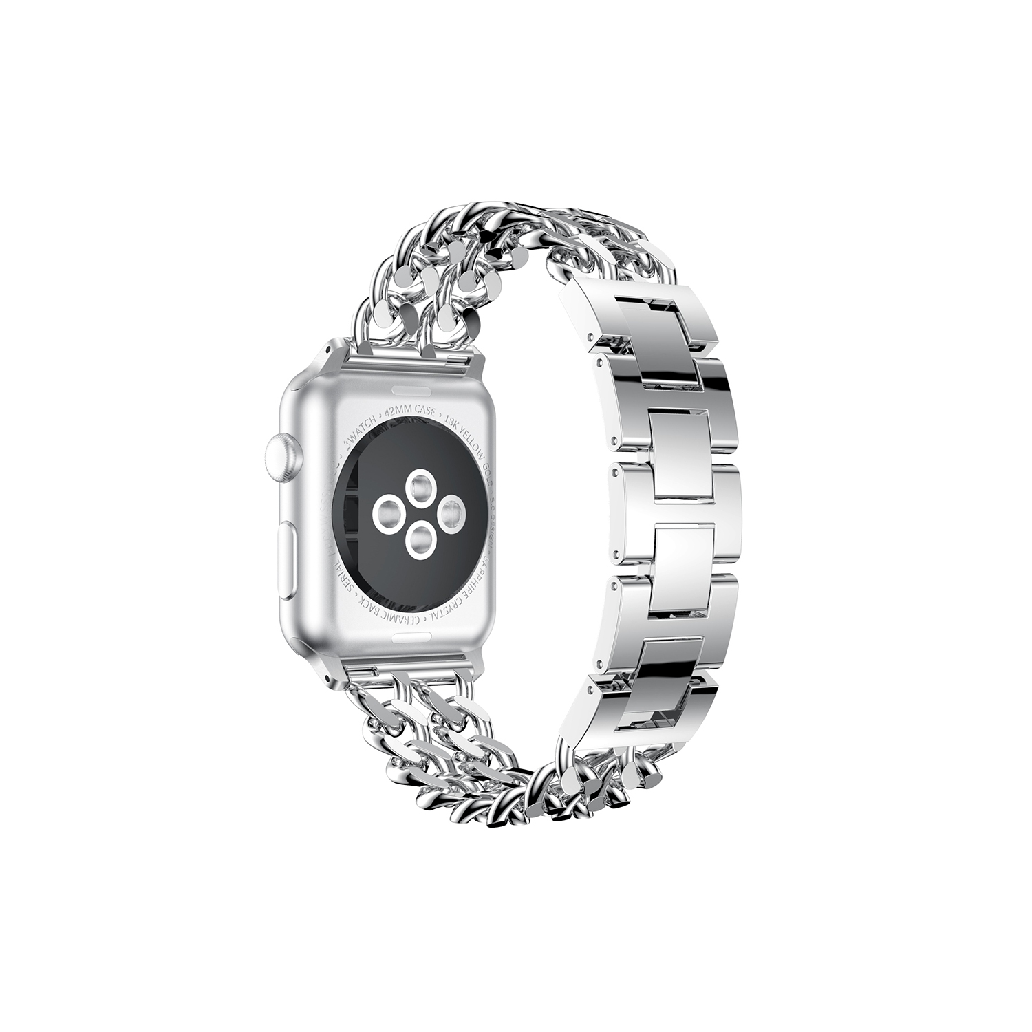 StrapsCo Stainless Steel Link Watch Bracelet Band Strap for Apple Watch Series 1/2/3/4 - 38mm - Silver