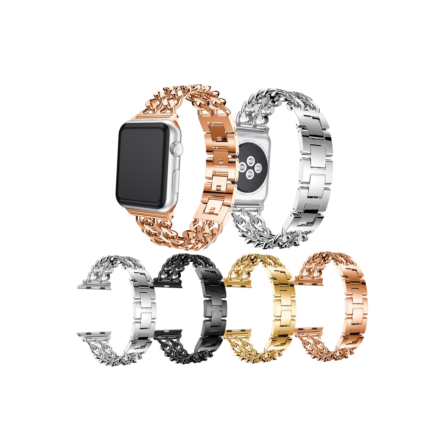 StrapsCo Stainless Steel Link Watch Bracelet Band Strap for Apple Watch Series 1/2/3/4 - 38mm - Silver