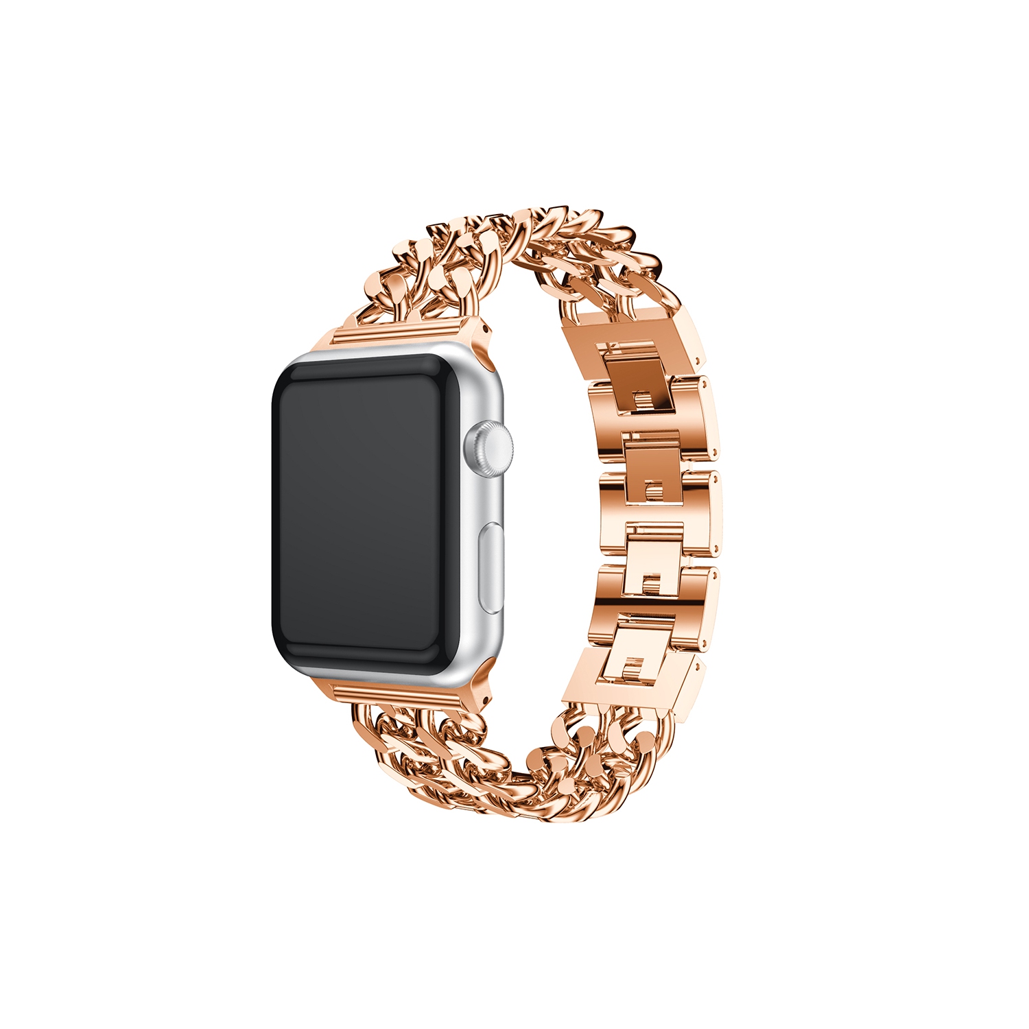 StrapsCo Stainless Steel Link Watch Bracelet Band Strap for Apple Watch Series 1/2/3/4 - 44mm - Rose Gold