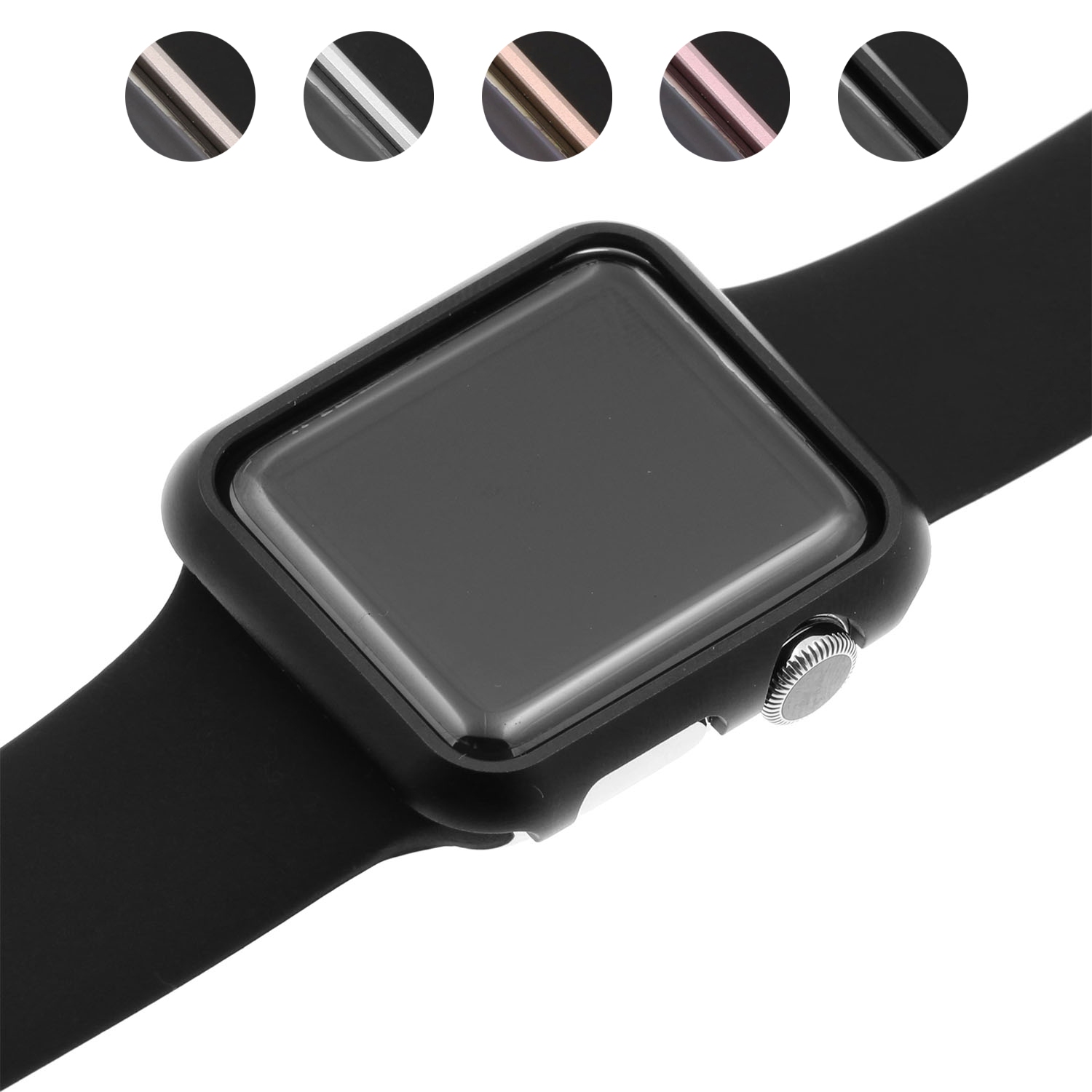 StrapsCo Alloy Metal Protective Case for Apple Watch Series 1/2/3 - 38mm - Black