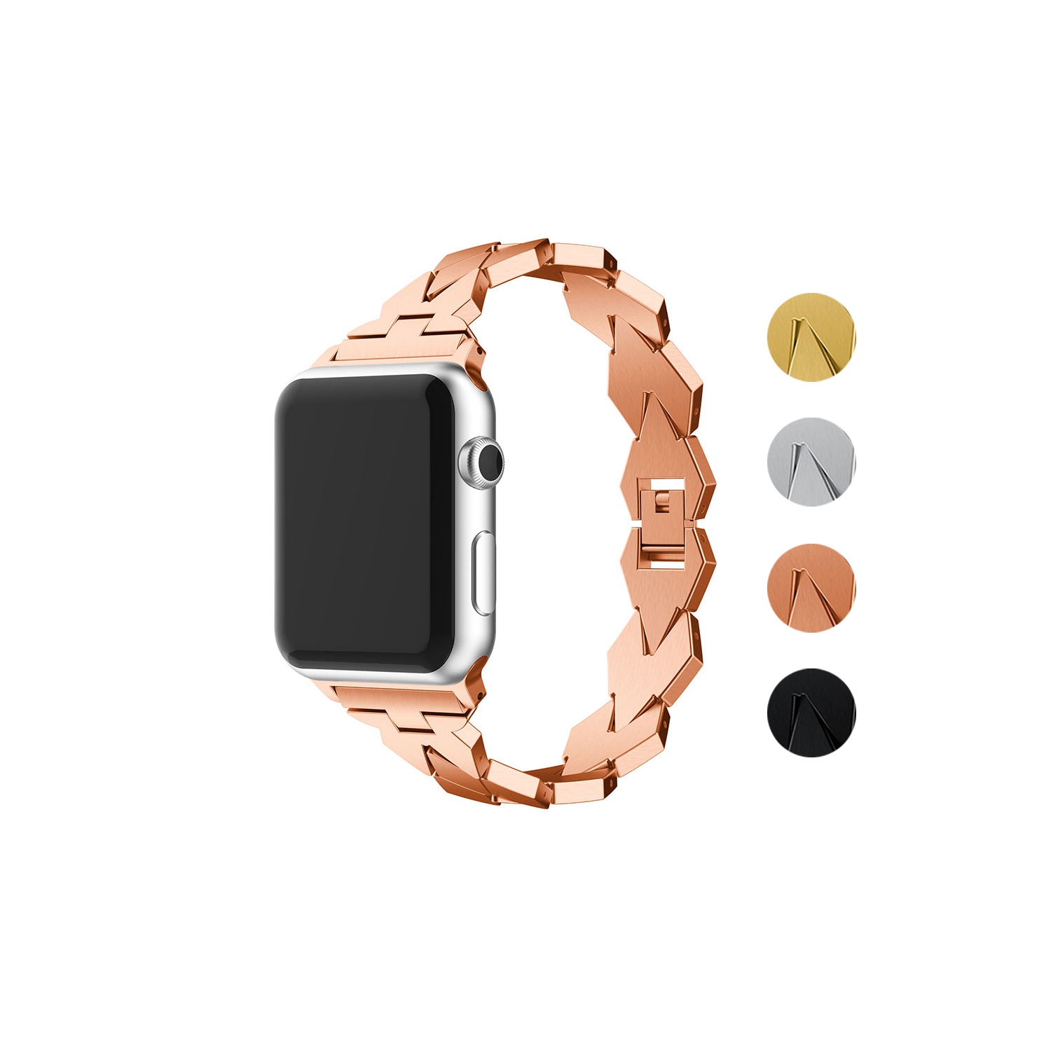 StrapsCo Stainless Steel Watch Bracelet Band Strap for Apple Watch Series 4 - 44mm - Rose Gold