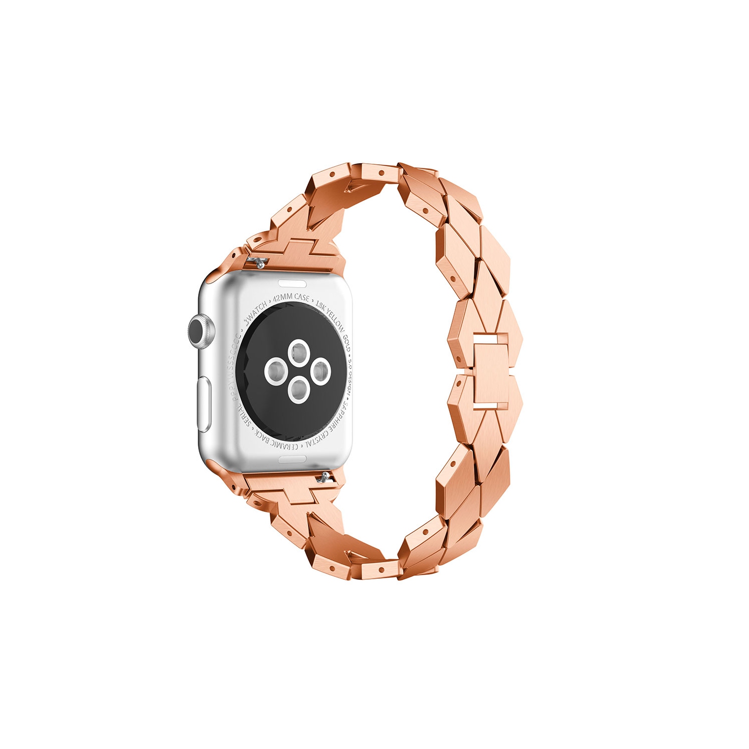 StrapsCo Stainless Steel Watch Bracelet Band Strap for Apple Watch Series 4 - 44mm - Rose Gold