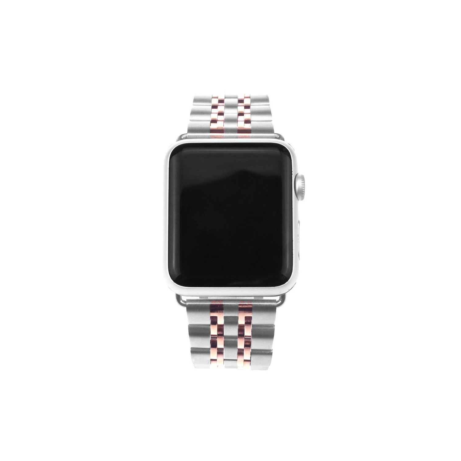 StrapsCo Bracelet de Montre en Chaîne en Acier Inoxydable pour Apple Watch Séries 1/2/3/4 - 44mm - Argent & Or Rose