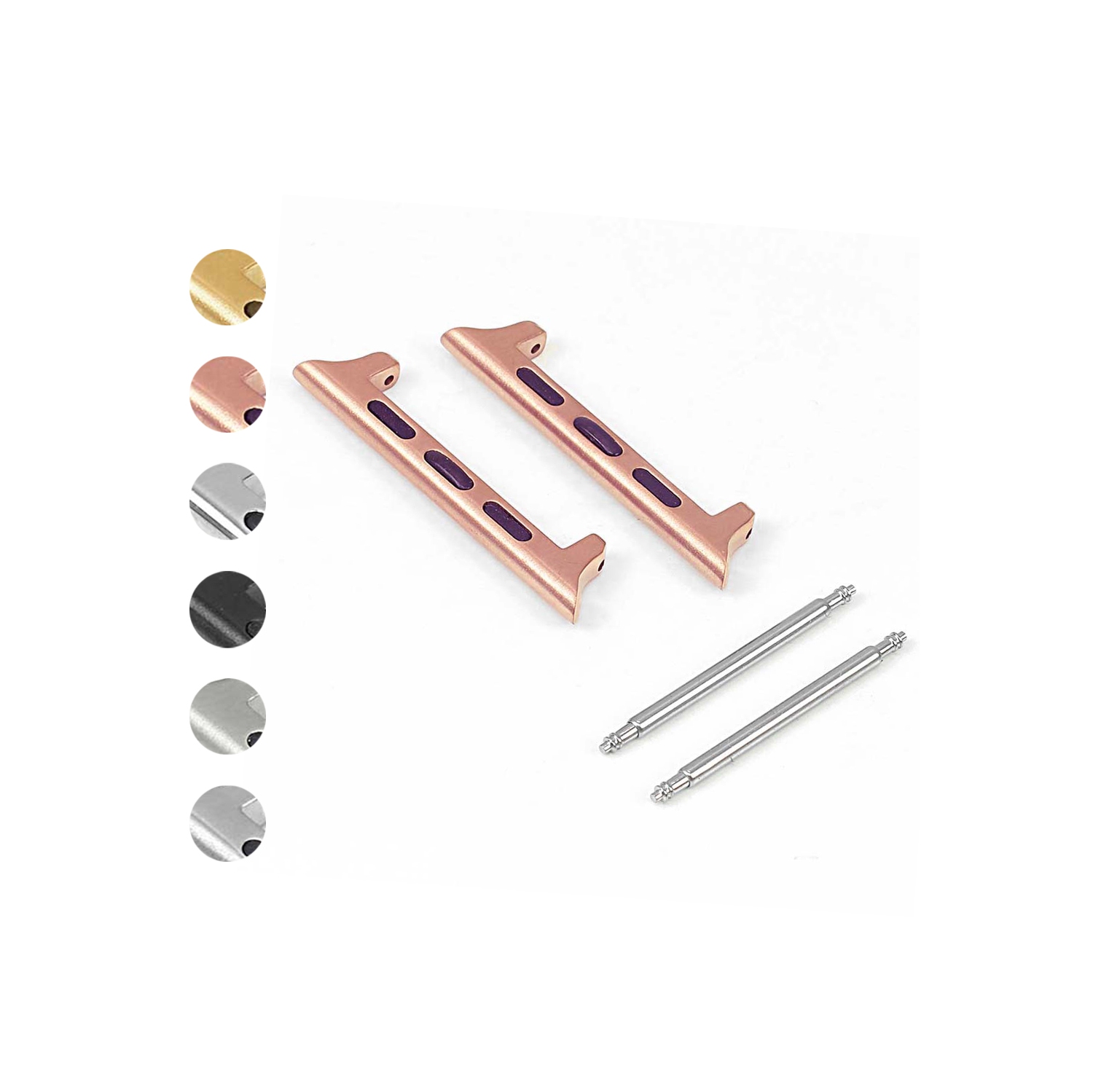 StrapsCo Stainless Steel Watch Band Strap Spring Bar Adapter for Apple Watch Series 1/2/3/4 - 40mm - Rose Gold