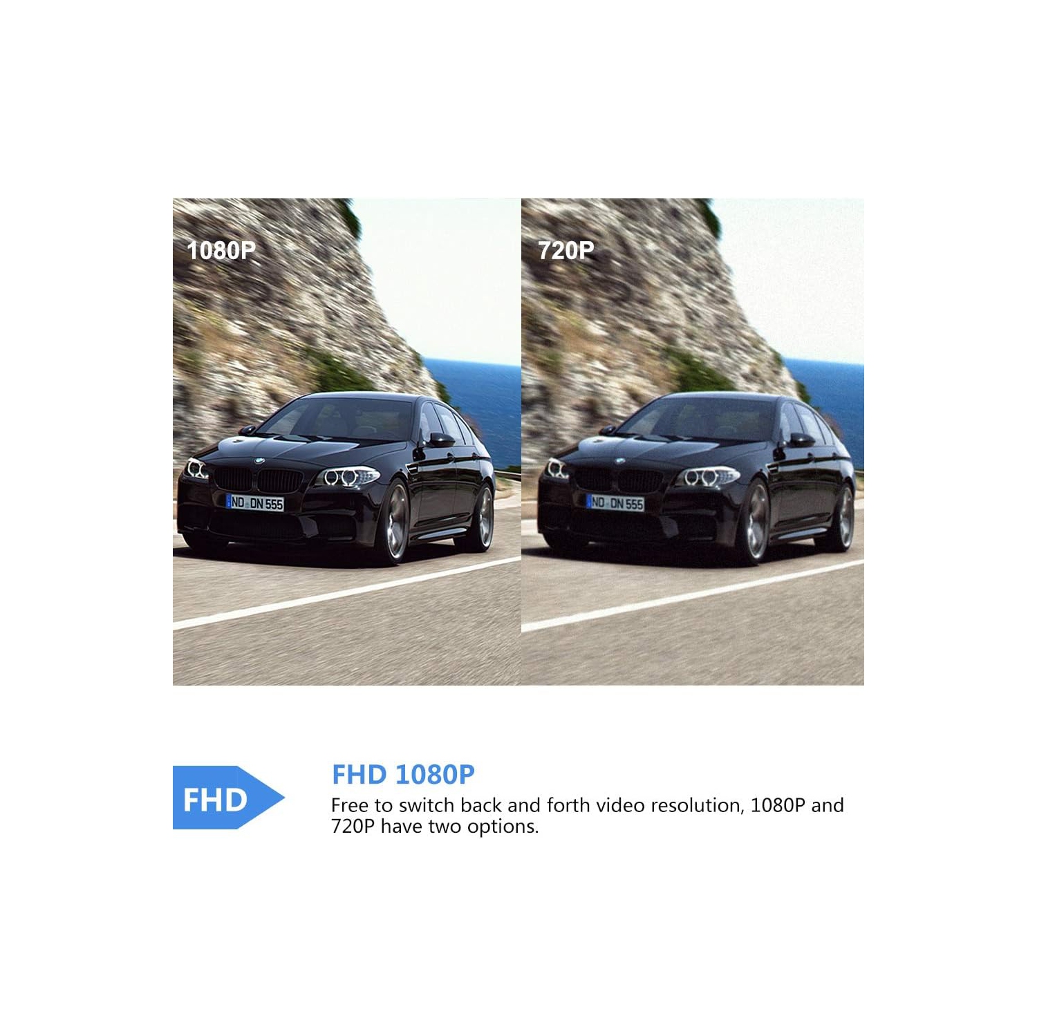 Mirror Touch Dash Cam 10 Inches Touch Screen Full HD 1080P, Wide Angle Front Camera, Waterproof Rear Camera, with Emergency Recording, 24H Parking