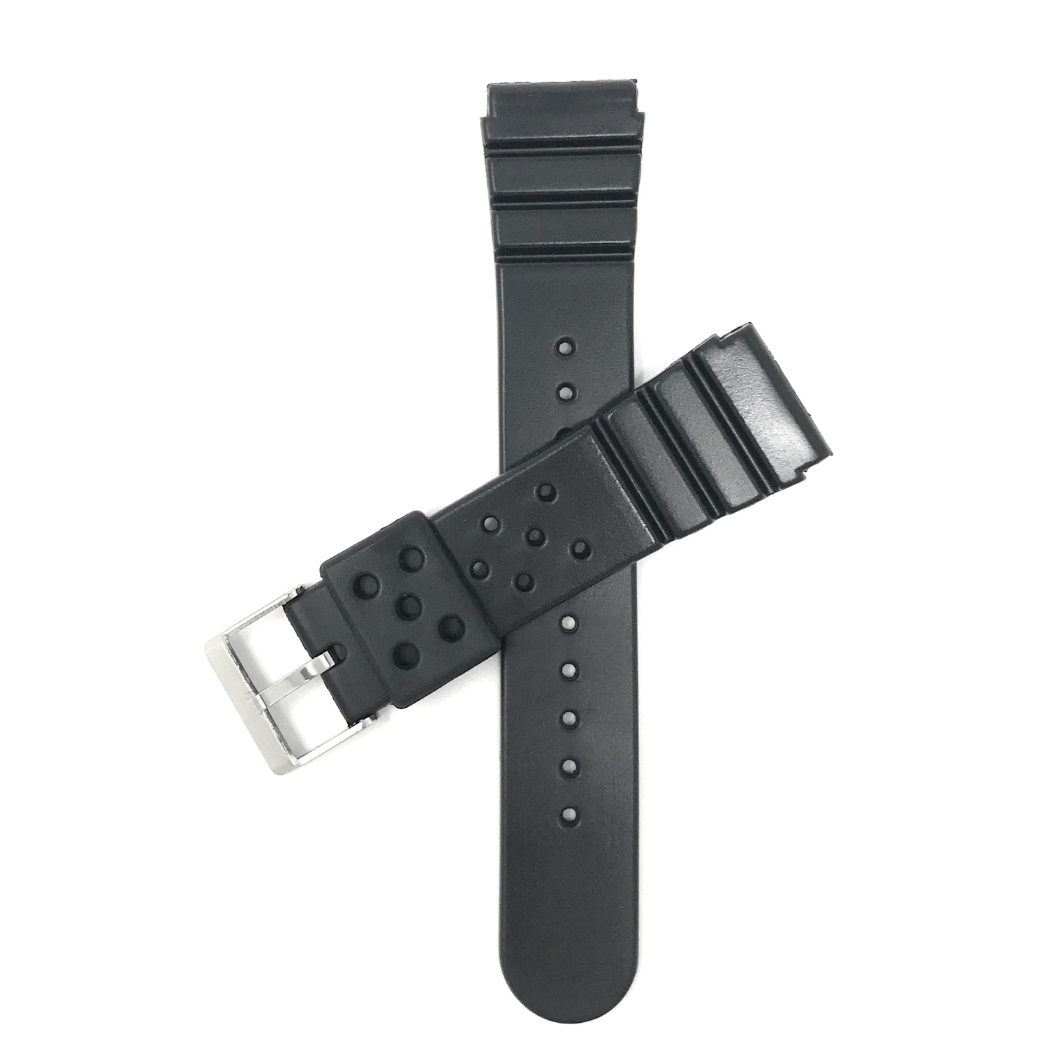Bandini 22mm Black Rubber Sports Watch Band Strap for Seiko Diver Models and more