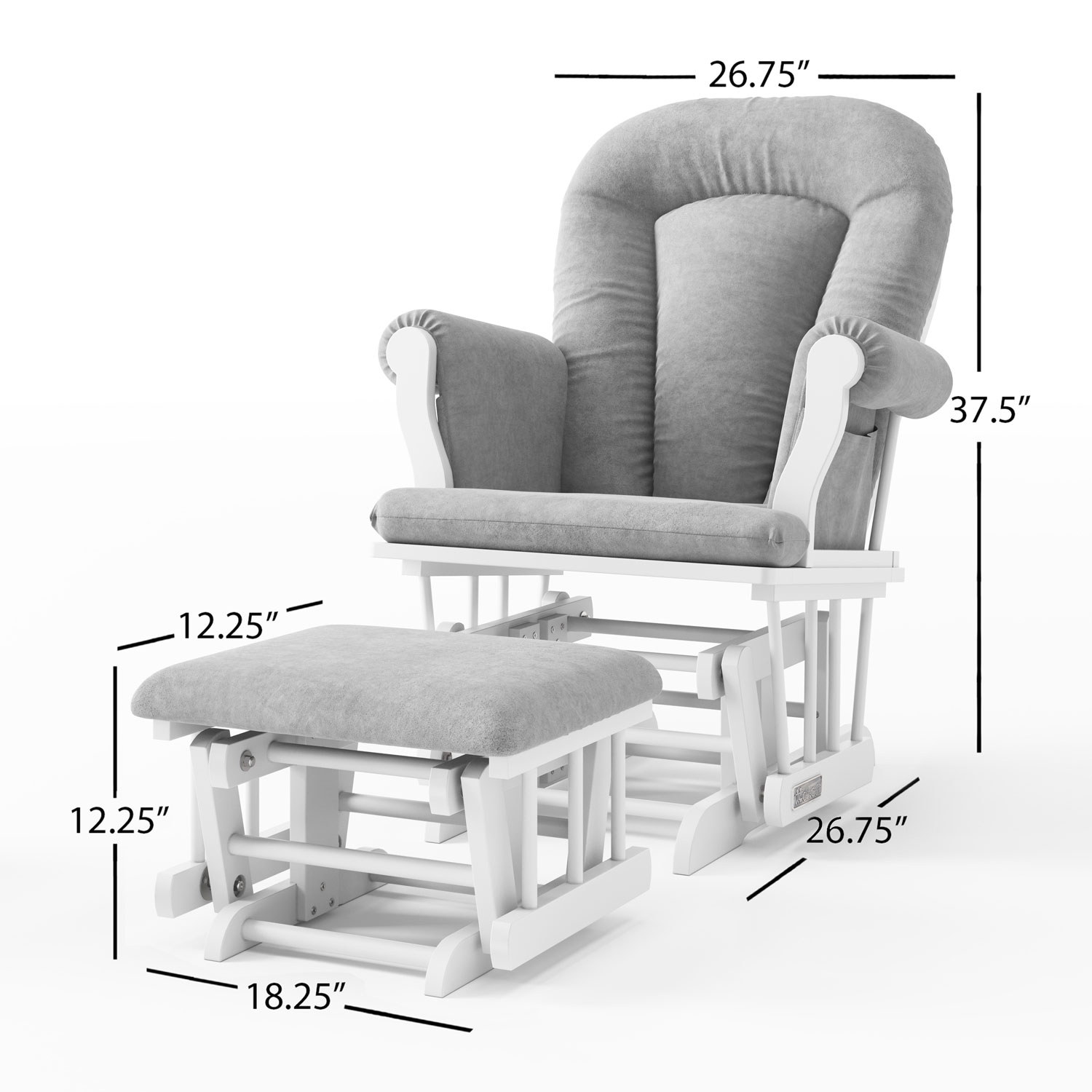 Baby cache vienna glider sales and ottoman in light grey